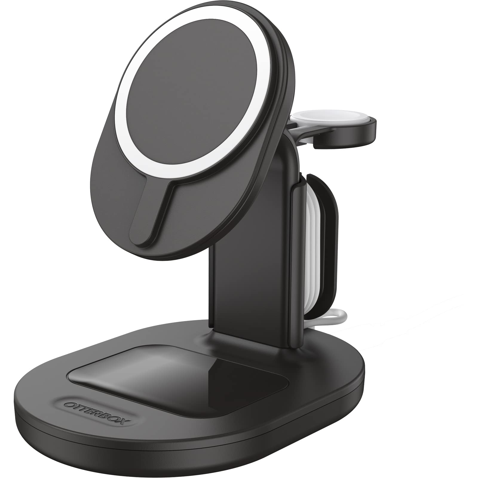 OtterBox Support de Charge 3-en-1 MagSafe, Noir | Station de recharge au design élégant et léger, alignement et fixation avec avec MagSafe pour iPhone, AirPods et Apple Watch