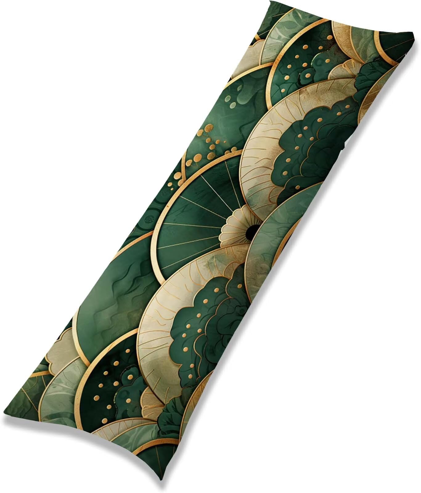 Verde-3 Federe Cuscino Letto 55x160 cm, Grande Cuscini per Divano Velluto, | Doppia Faccia Stampa, Abstract-2 Fodera per Cuscino Decorativa, con Cerniera, Cuscino per Dormire Sul Fianco j-360