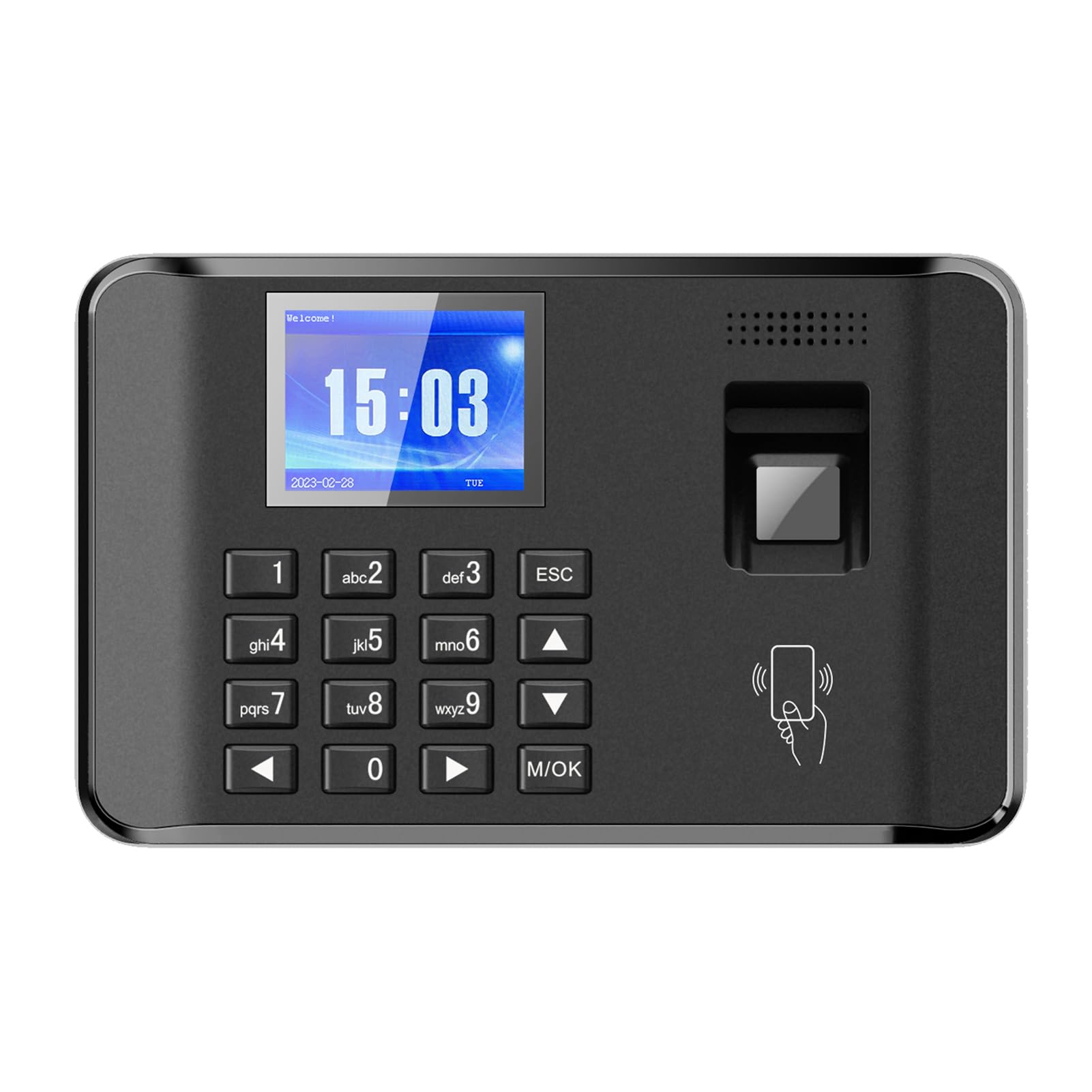 Attendance machine,Intelligent Biometric Fingerprint Password Attendance Machine Time Clock Employee Checking-in Recorder 2.4 inch LCD Screen Voice Prompt 11 Languages Function Time Attendance Machin