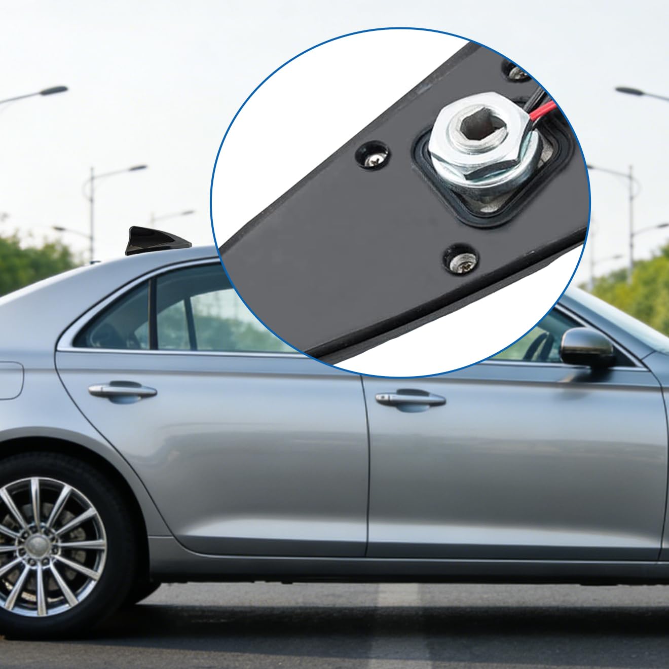 Vecys Dab Dab + Antenne Voiture Aileron Requin Radio FM/AM Amplificateur Signal Antenne Fakra F à Fakra B Connexion Toit Voiture Stéréo Numérique 5M RG174 Câble Véhicule Radio