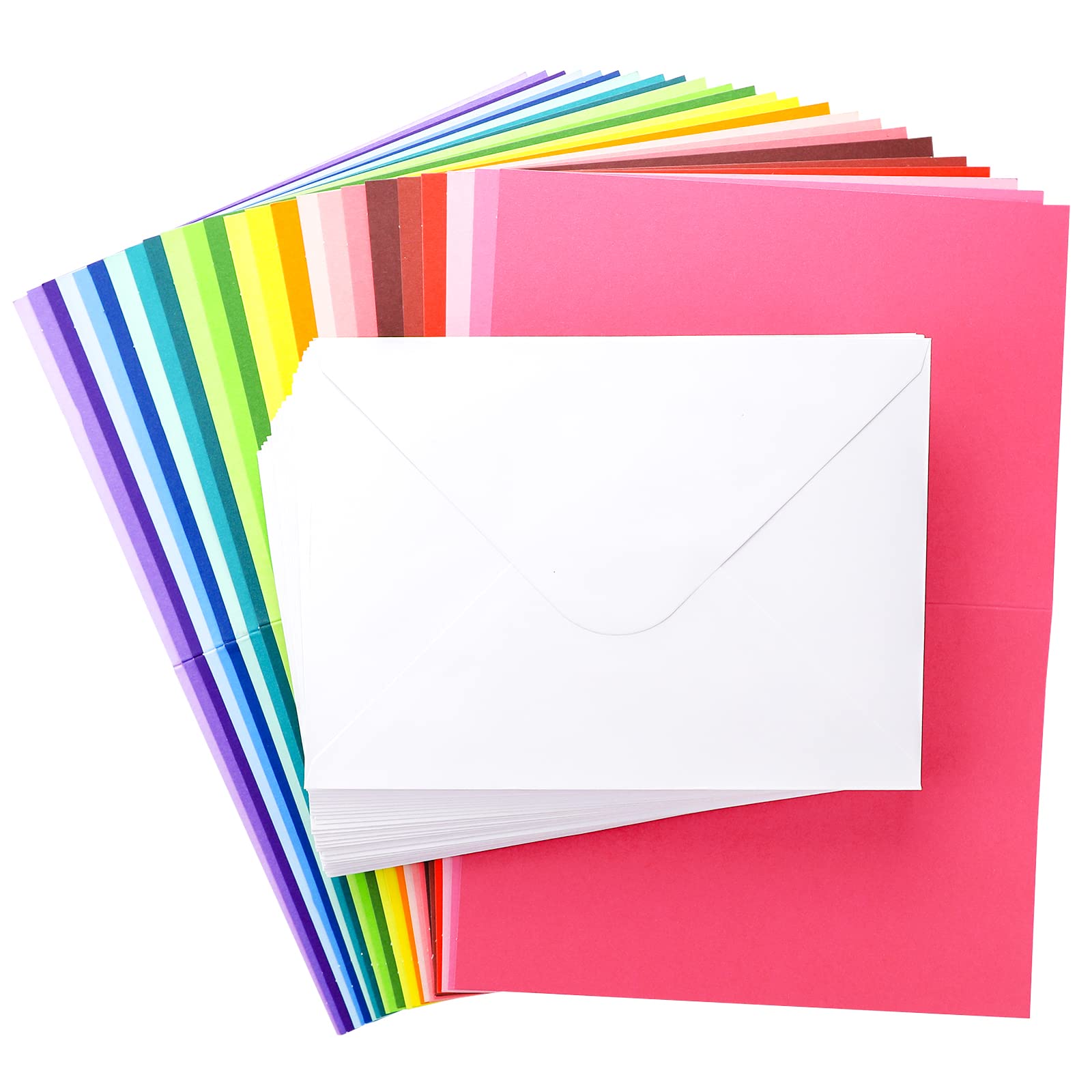60 sztuk 24 kartki w różnych kolorach z białą kopertą, składane kartki okolicznościowe 12,7 x 18 cm, 100 g/m², samoprzylepne zaproszenia na wesela, zaproszenia, zdjęcia, pocztówki, urodziny, wysyłkę
