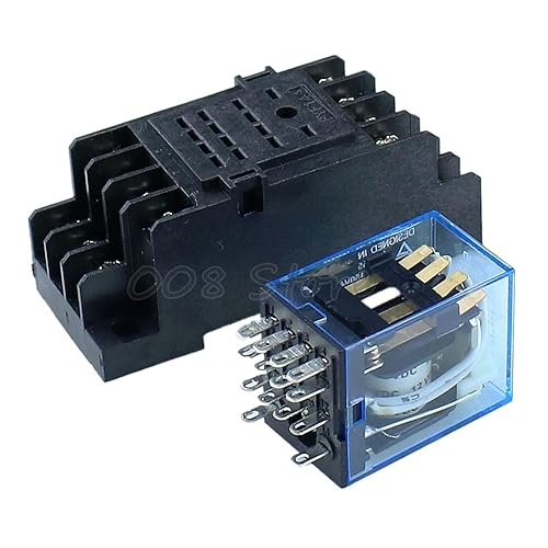 Miniatura 5 de KKFAUS MY4NJ 14PIN 4DPDT Mini relé electromagnético electrónico 5A bobina con base de enchufe PYF14A DC12V DC24V AC110V 220V (Talla AC110V)