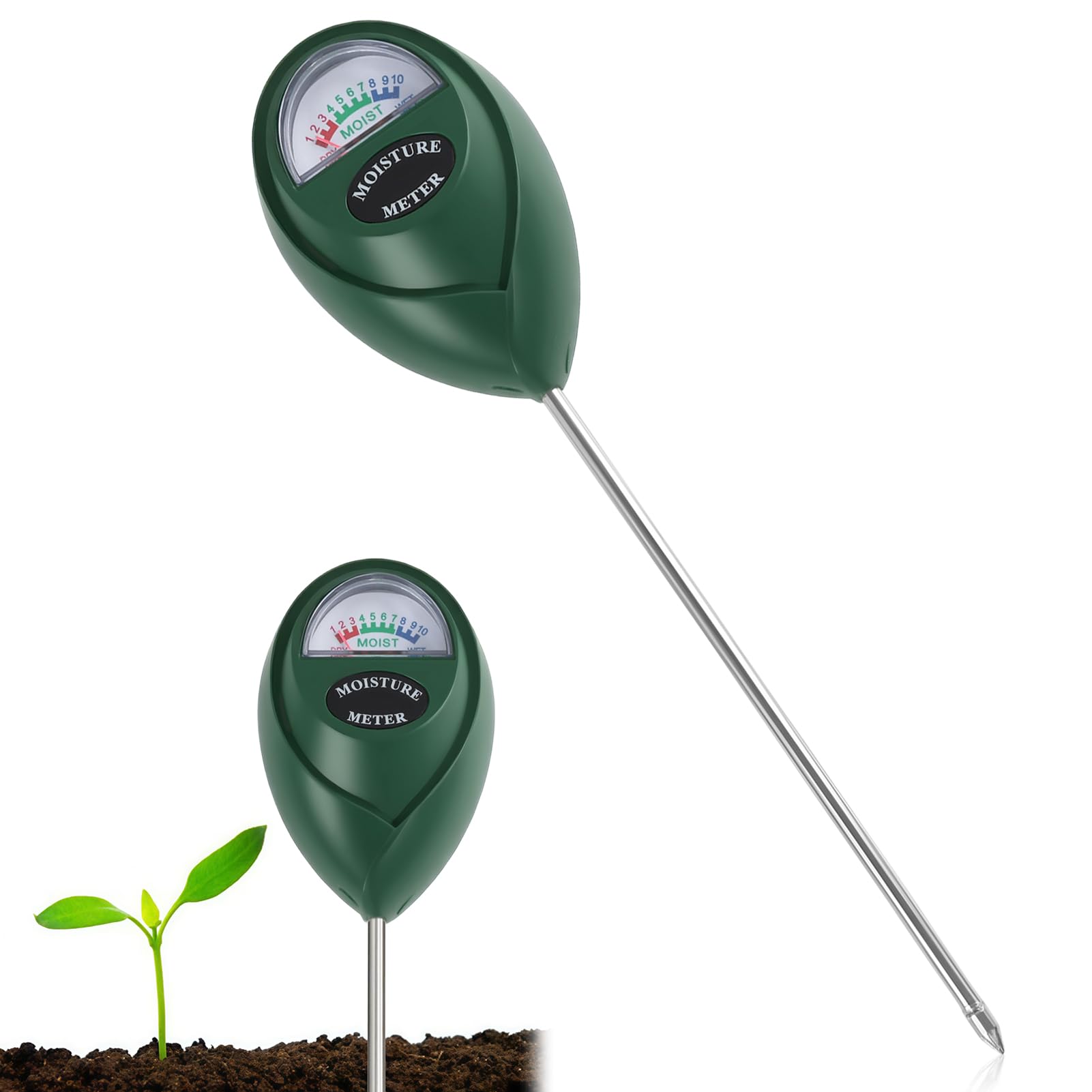 medidor Humedad Plantas, Higrometro de Suelo para Interior y Exterior, Monitor de Riego con Esfera Grande y Precisa, No Requiere Baterías, Cuida Tus Flores y Jardín con Eficiencia Gadget