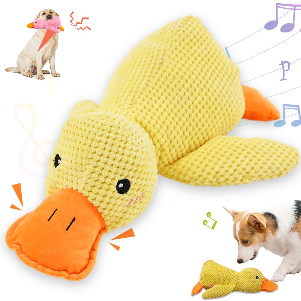Koujut 2025 Upgraded Dog Toys for Aggressive Chewers, New Duck Dog Toys for Large Dogs, Puppy Toys Indestructible for Large Medium Small Dogs (Yellow, L-11.4 * 13.5in)