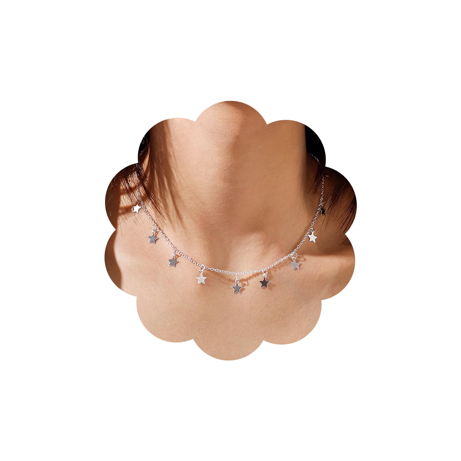 Collier ras du cou en forme d'étoile dorée, pendentif chaîne clavicule - 7