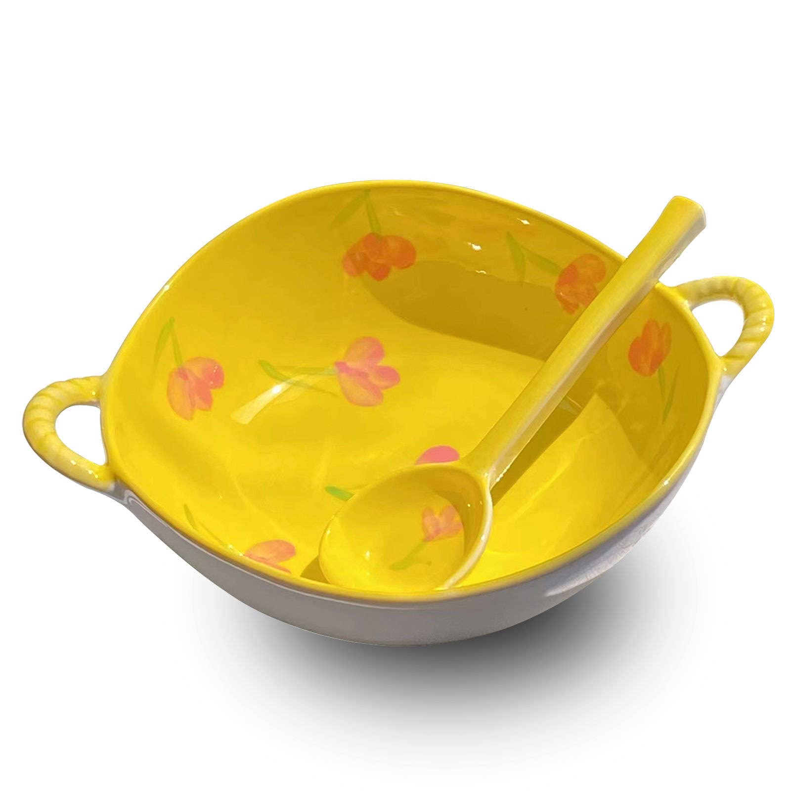 Tazón de ensalada, Tazones de sopa, Cuenco de cerámica con asa, Cuenco de ramen Cerámica, Cuencos pho grandes, Cuenco de sopa apto para microondas, Cuenco de fideos Udon-Pink plaid-24x20x7cm, 1100ml