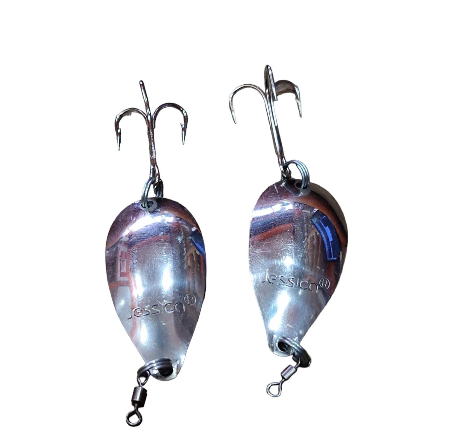 Fishing Spoon Lure, Silver, 2 Pack, 14 Grams, Treble Hook, Stainless Steel