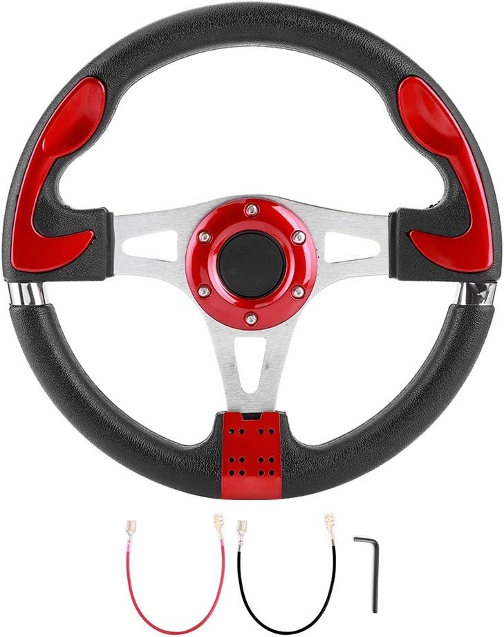 Sport Steering Wheel 12.5in 320mm Car Modified Accessory Black Universal Auto Parts Horn Button Enhanced Grip Racing Experience (Red)