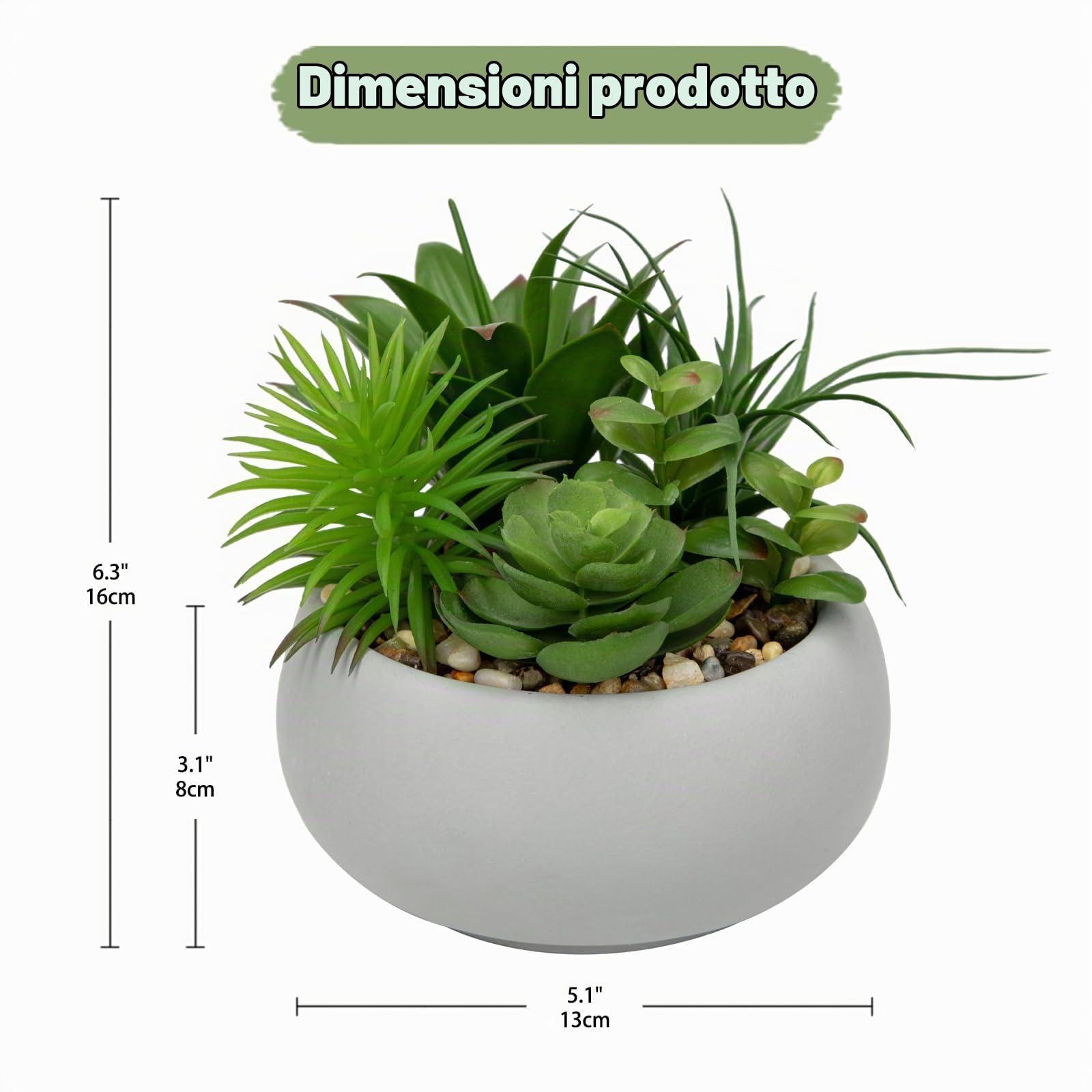 Piante grasse artificiali in vaso per interni, mix di piante grasse finte in vaso di cemento, pianta finta realistica in vaso per davanzale della finestra, tavolo da ufficio, casa, bagno