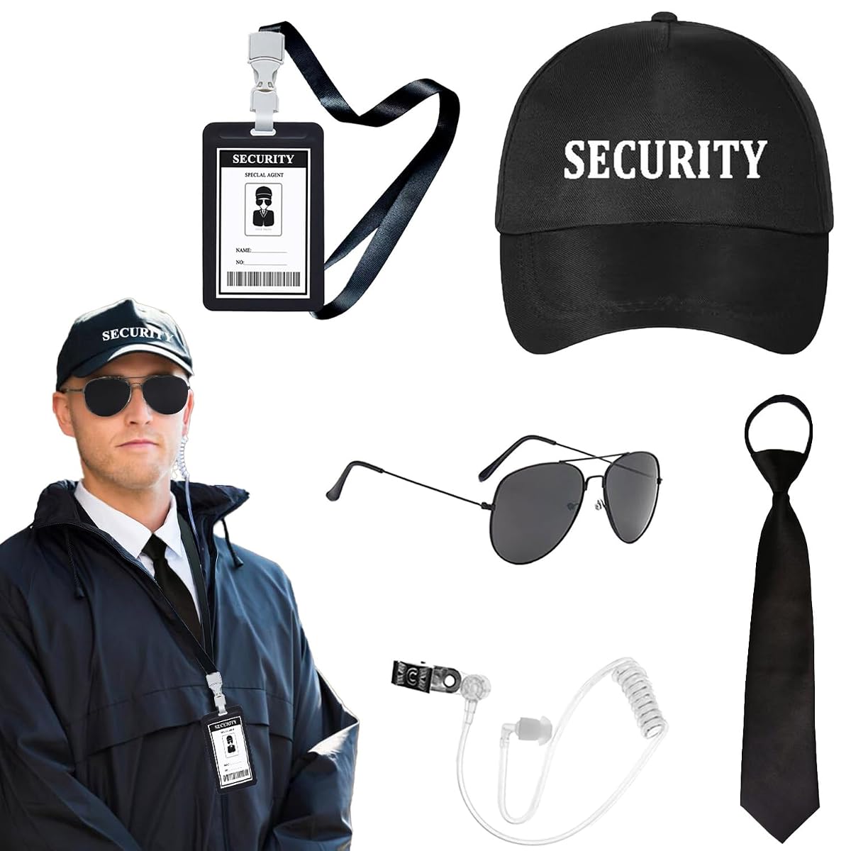 5pcs Agent Costume Set Secret Security Service Outfit Accessory Kit Includes
