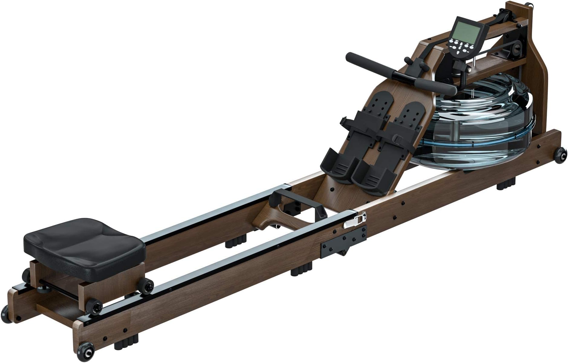 Reliancer Wooden Water Rowing Machine w/Dust-Proof Cover & Wireless Monitor Water Resistance Wood Rower Machine