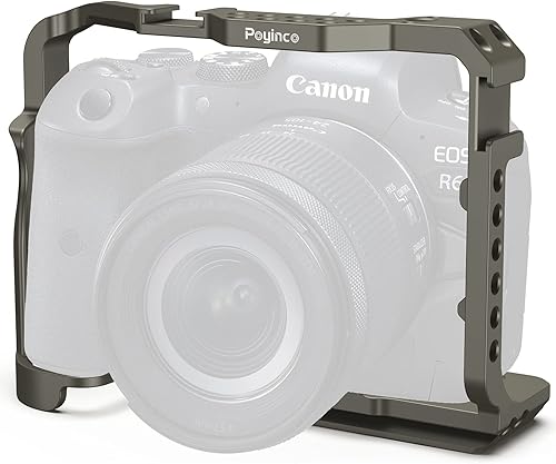 Jaula R5 / R5 C / R6 para Canon R5 R6 R5 C, estabilizador de plataforma DSLR de aleación de aluminio con zapata fría, agujeros roscados de 1/4