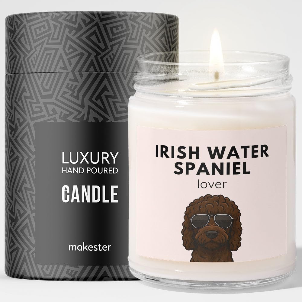 Irish Water Spaniel Gift - Luxury Soy Wax Candle - Vanilla, Jasmine, Sugared Almond - Makester โ image 1