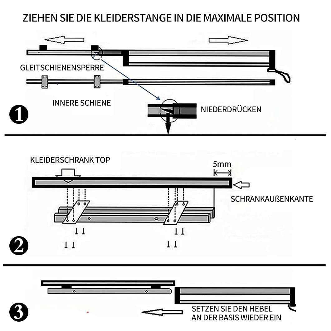 Porte Pantalon Coulissant télescopique en Acier Inoxydable, Porte Cintre Coulissant, Garde-Robe Peu encombrant Rack de Rail,350 mm/13.78 Zoll