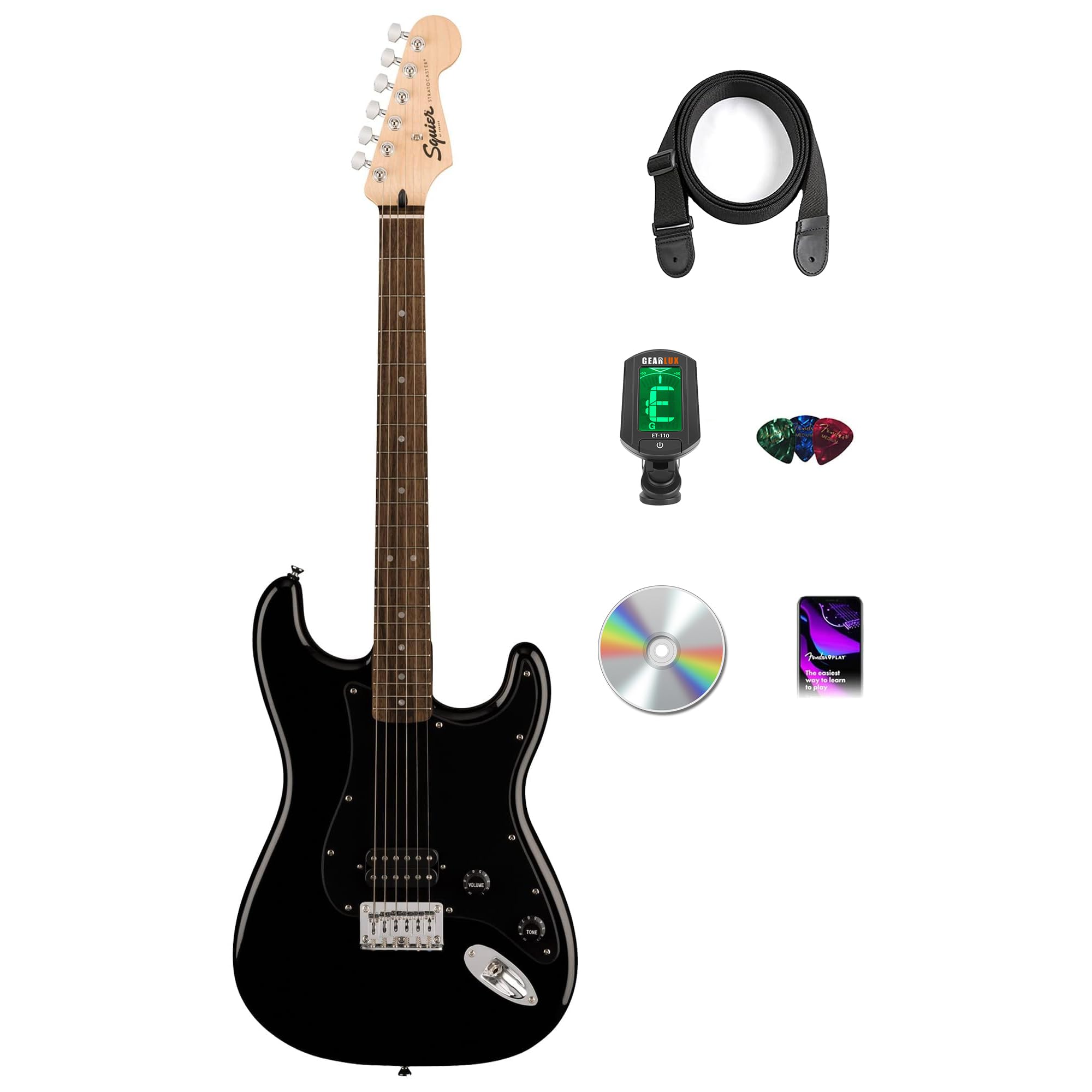 Amazon.com: Fender Squier Sonic Stratocaster HT H - Black Bundle