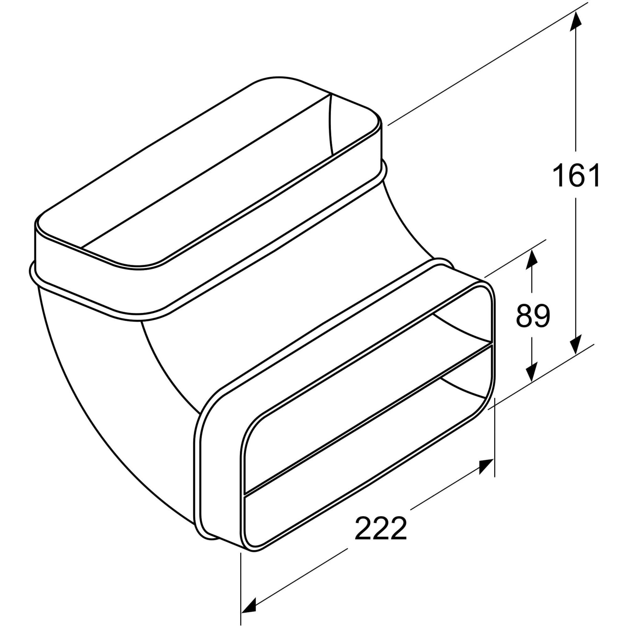 Neff Z861SB2, Installationszubehör für Dunstabzüge, 90 Grad Flachkanalbogen in vertikaler Konfiguration mit großem Radius, Farbe: Schwarz
