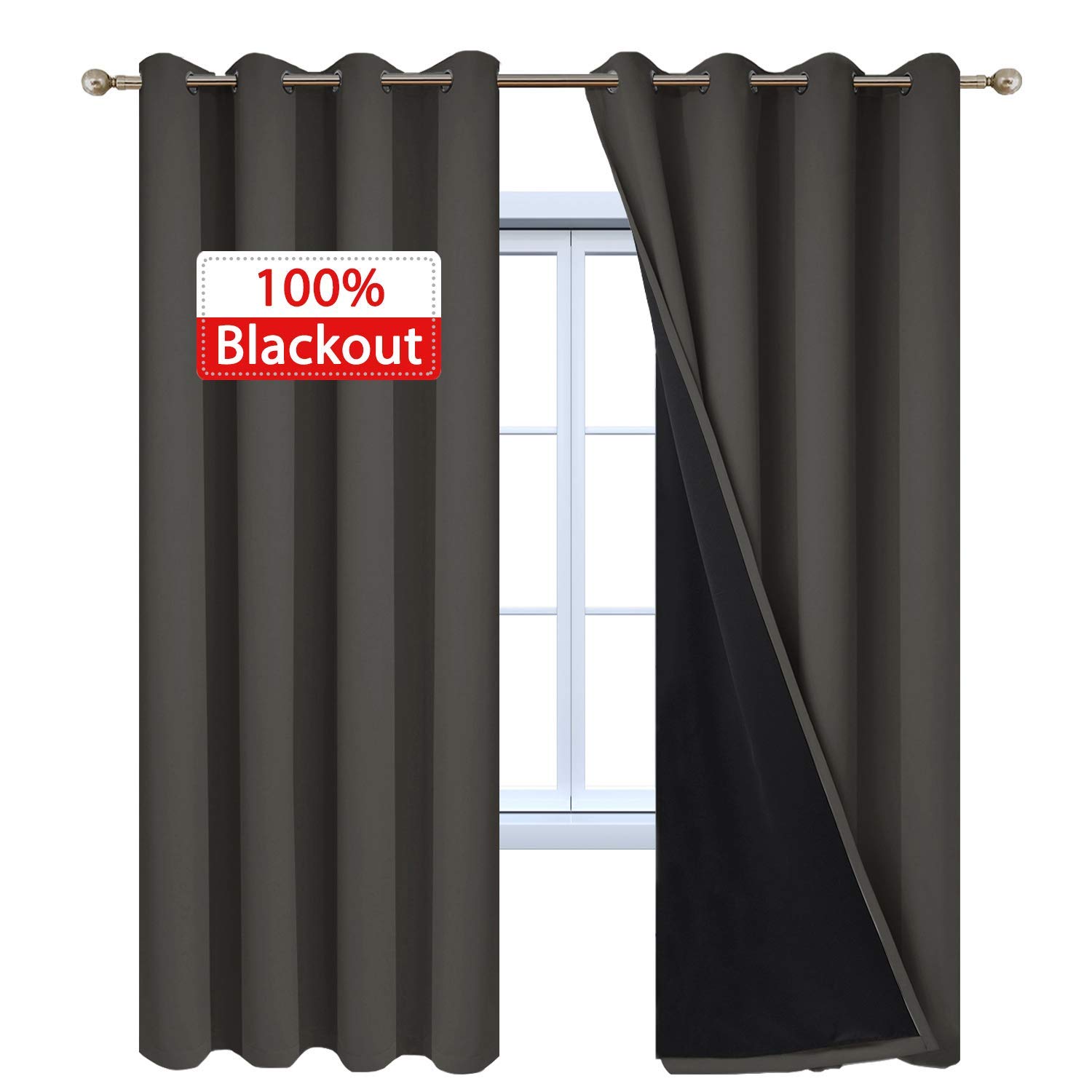 Buy Yakamok Dark Grey Full Shade Curtain Panels, Heavy Duty Lined