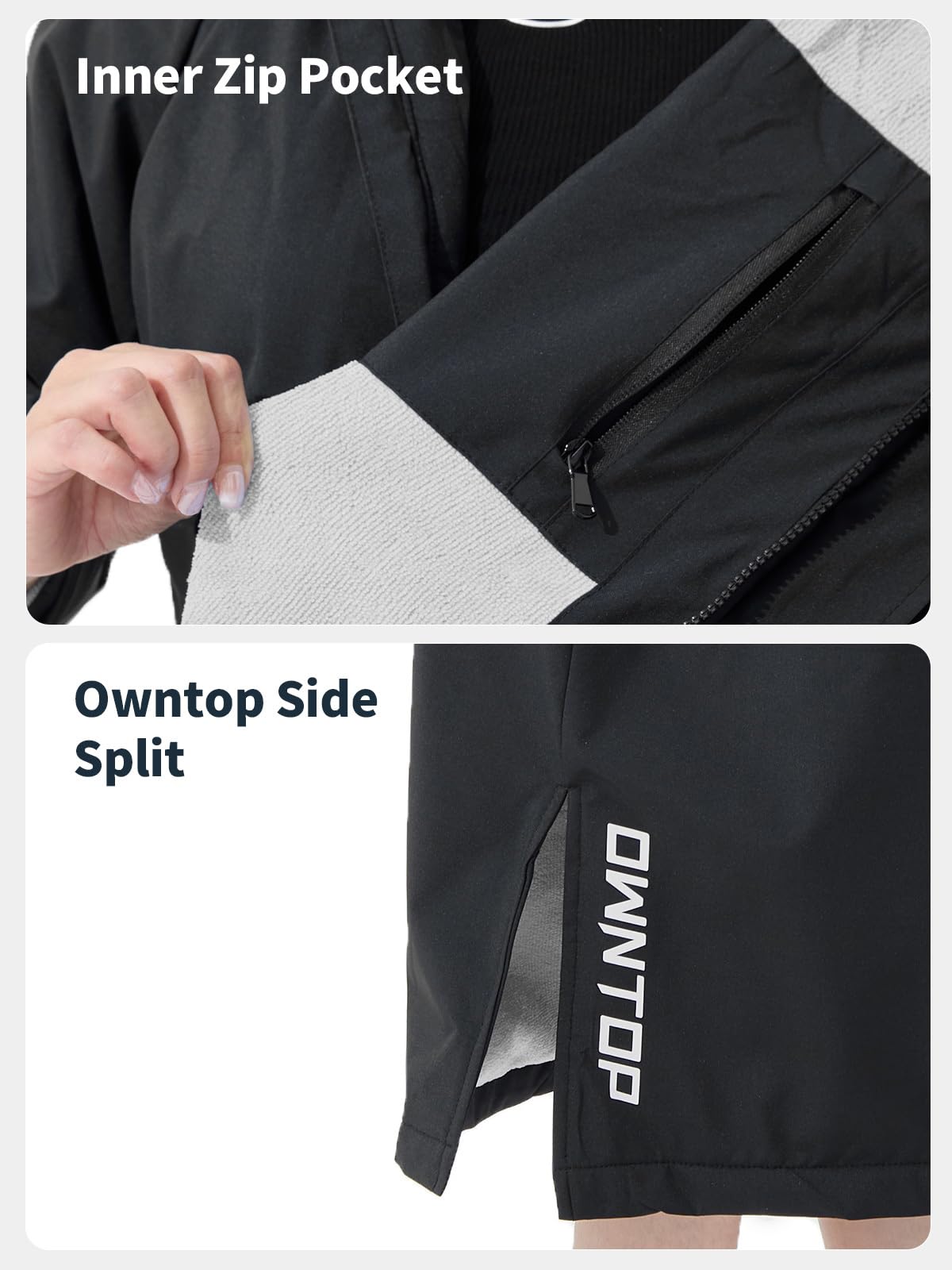 Owntop Wasserdichter Winddichter Wickelmantel – Übergroßer Quick-Dry Langarm Mantel mit Kapuze für Strand Schwimmen Surfen Spaziergänge Frottee-Futter (Unisex für Erwachsene Kinder)