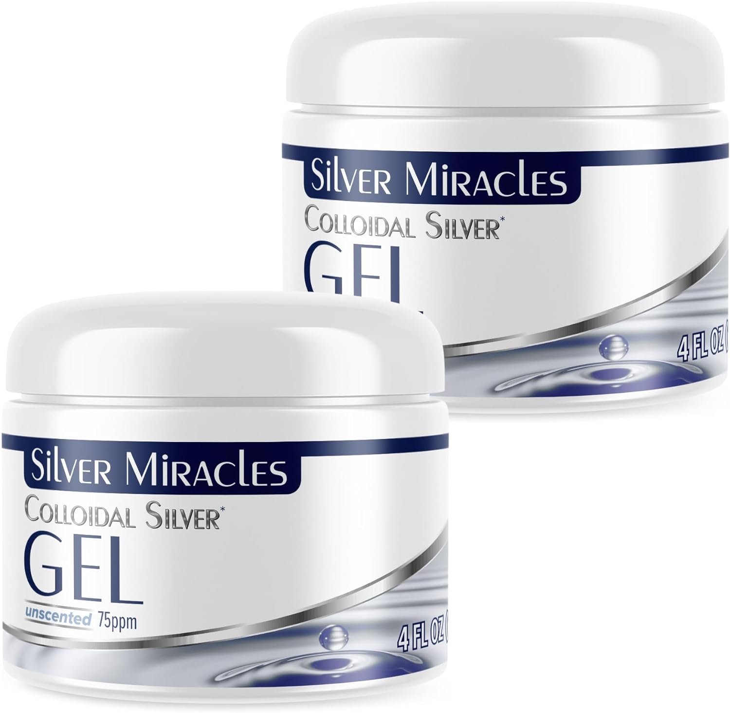 Silver Miracles Colloidal Silver Gel - Nano Silver Gel Wound Care - Healing Ointment for Burns & Irritated Skin - 4 Oz Unscented - Two Pack