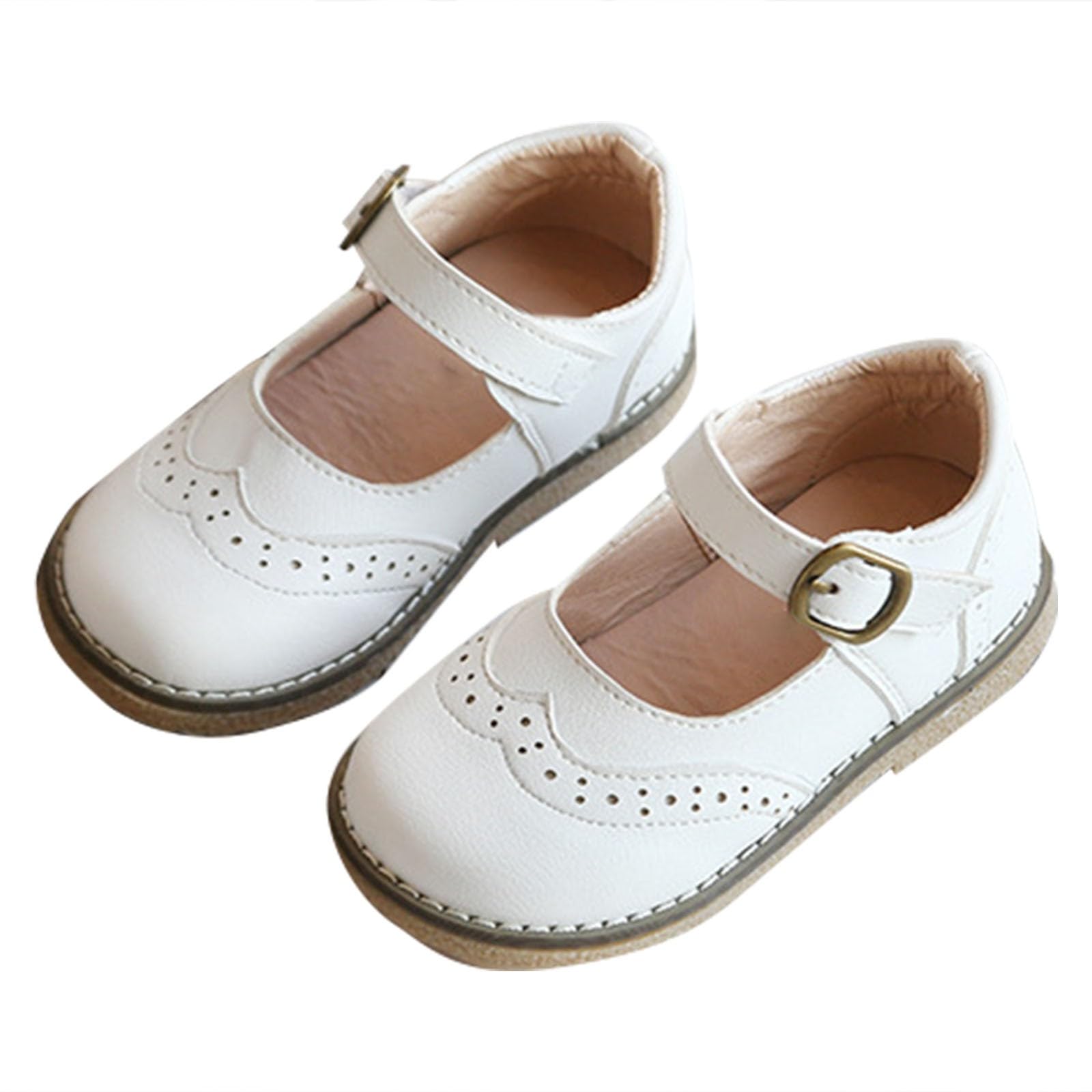 Generisch Zapatos para niña, primavera/, color sólido, fondo plano, punta baja, antideslizantes, transpirables, zapatos casuales, fiestas, cumpleaños, sandalias escolares para niños 24