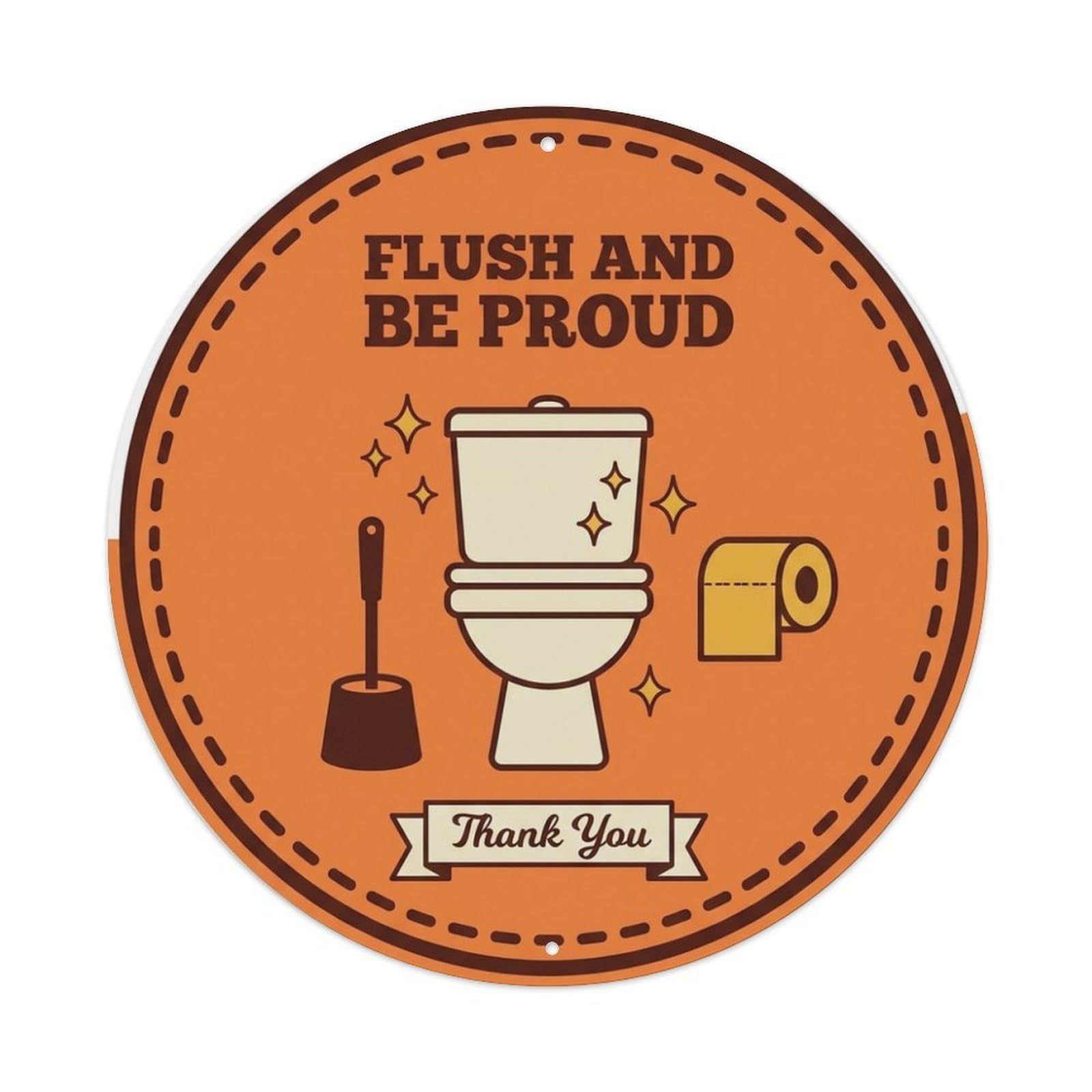 Olhnbad Style Flush And Be Proud Toilet Quote Cartoon Bowl Metal Tin Sign