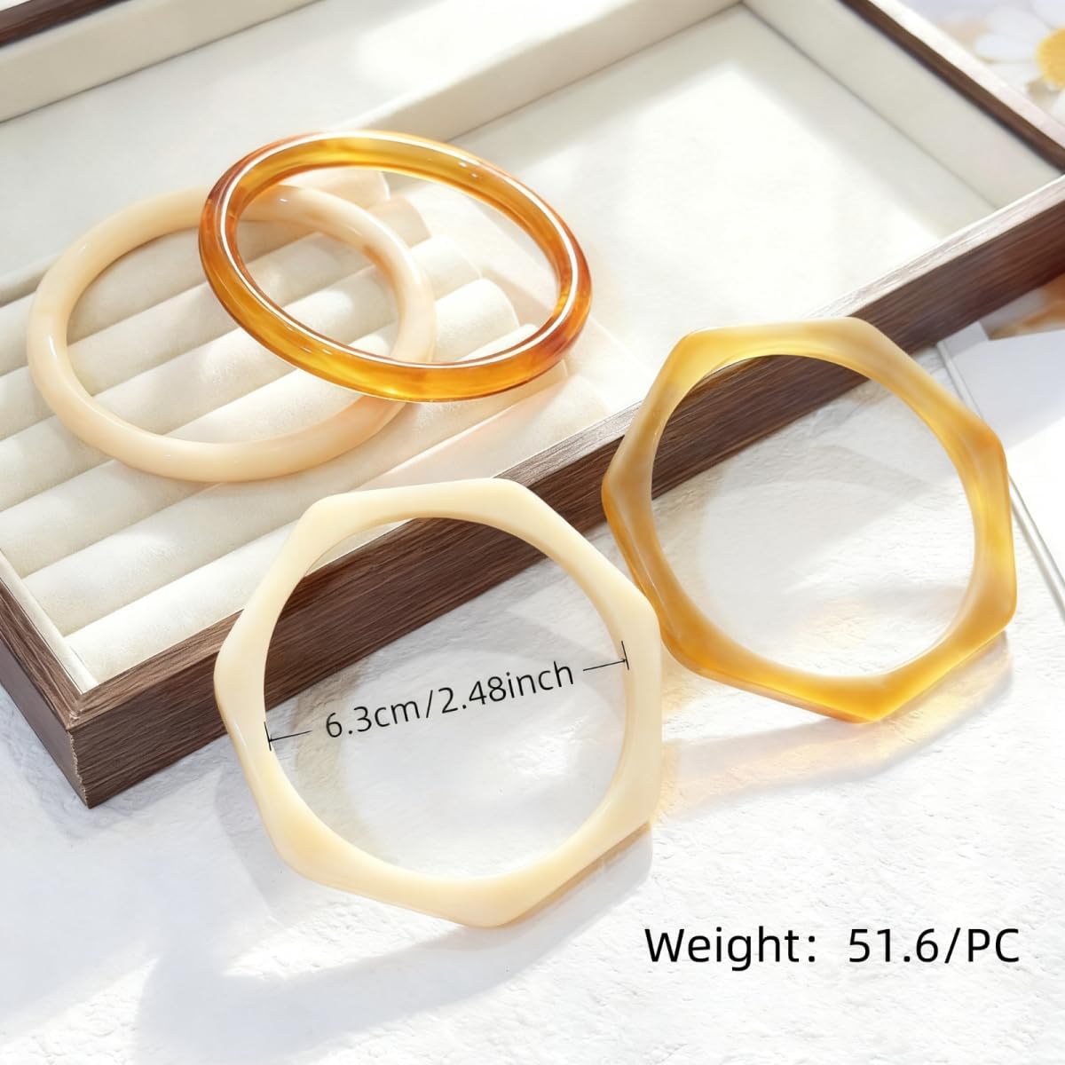 Blue Drop Chunky Bangle Bracelet Set for Women Tortoise Shell Acetate Plate Stackable Bracelets Resin Acrylic Cuff Bangle Geometric Vintage Jewelry - Image 3