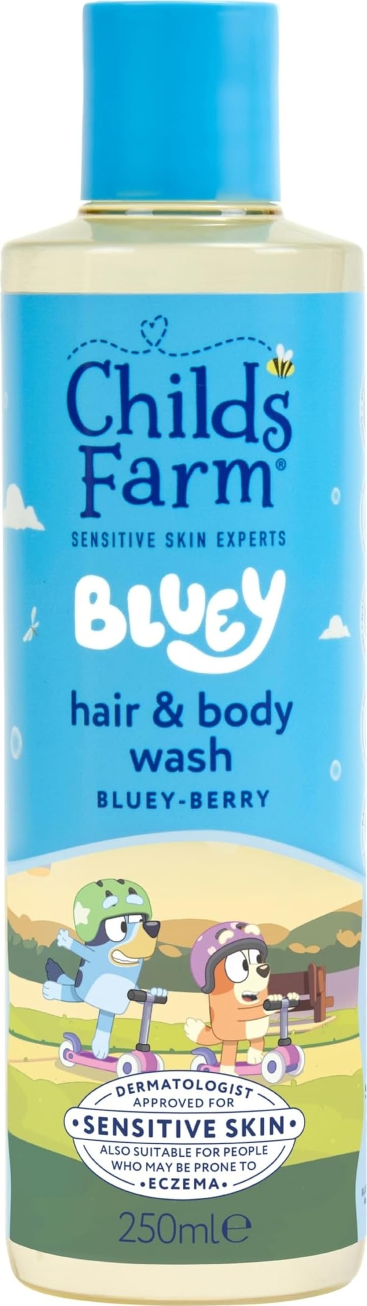 Childs Farm Kids Bluey Hair & Body Wash, Bluey-Berry | Tear-free, Gently Cleanses | Suitable for Dry, Sensitive Skin, 250ml
