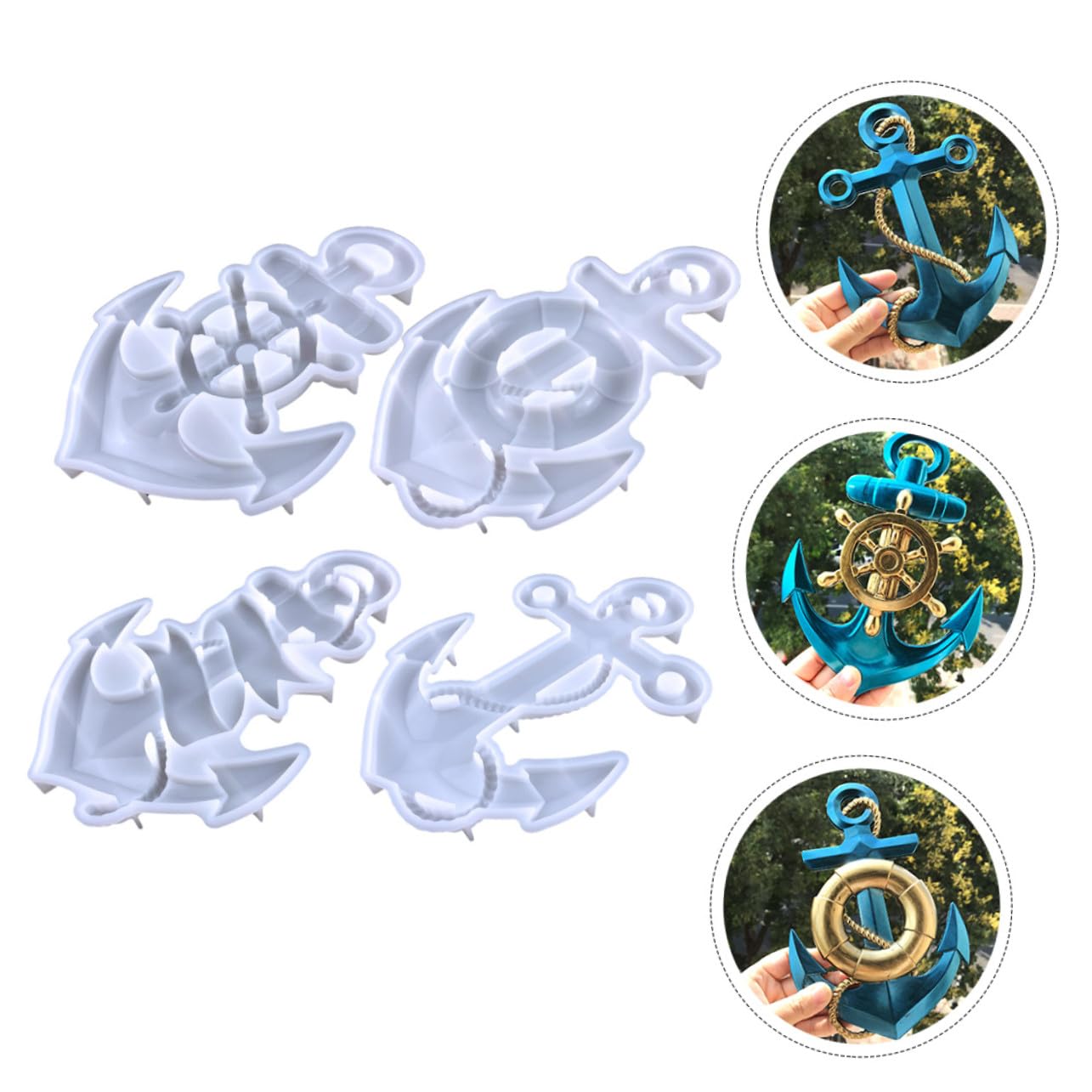 Angoily Stampo in Silicone a Forma Di Ancora 4 Pezzi Per Fai Da Te Decorazioni Murali, Materiale Flessibile Sicuro, Senza Odore, Per Creazioni Artigianali Personalizzate