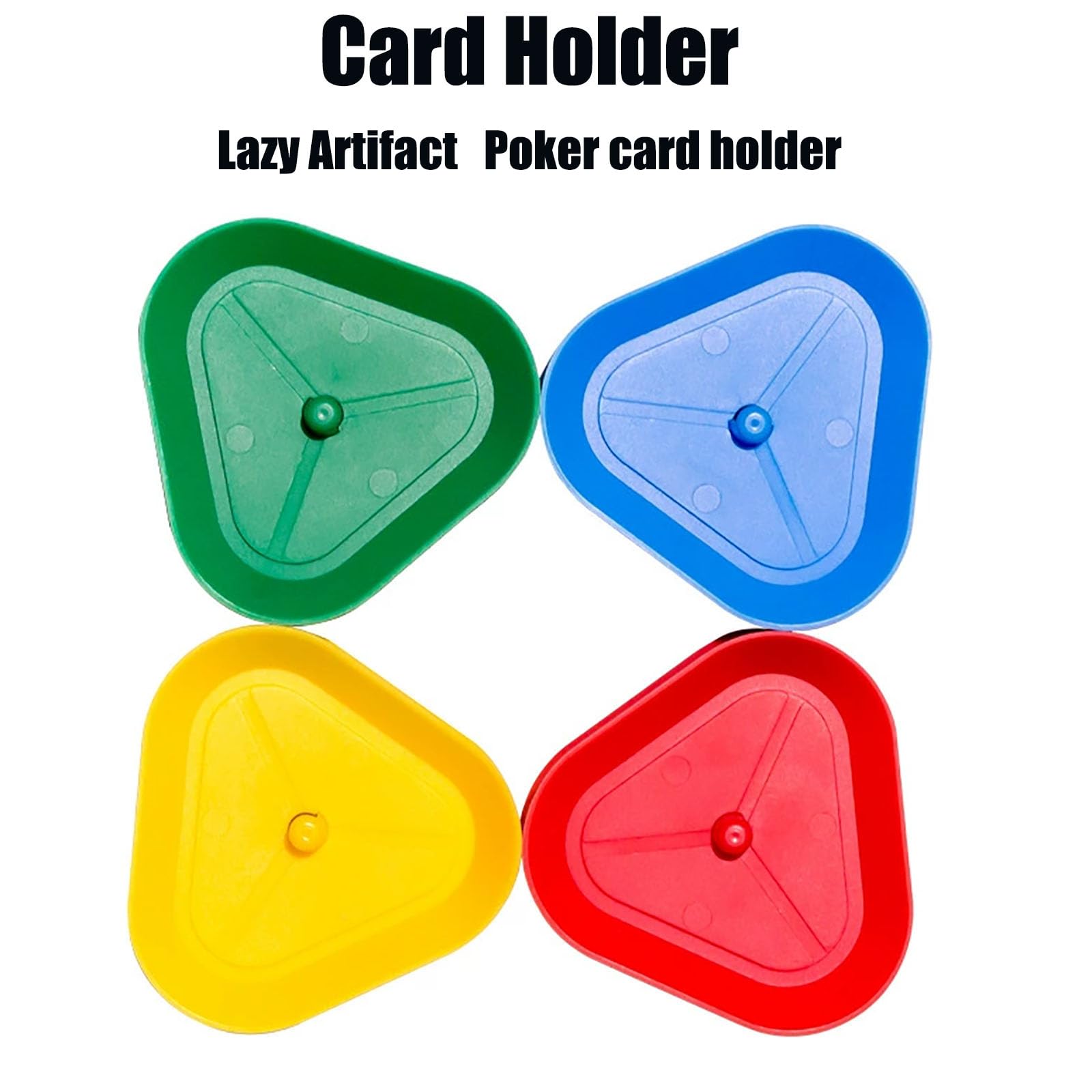 Jidyllic Playing Card Holder,4 Pcs Stand Game Card Stand Holder Plastic Suitable for Little 4 Colours Triangle Standing Poker Holder Stands - Image 3