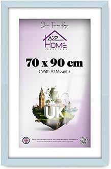 Wall Photo Frame Light Grey 70x90 cm Frame With 80x60 cm Mount Picture Poster Print With Clear HD Perspex 30x15 MM Moulding Mounting Hooks MDF Backboard