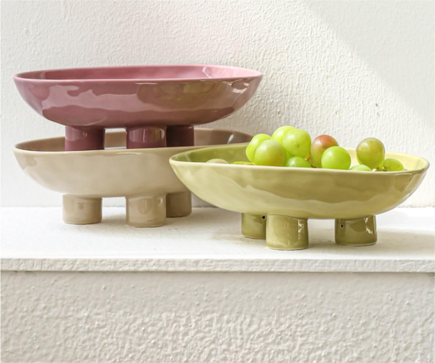 Kosz na Owoce Patera na Owoce Miska na Owoce Ceramiczna Miska Na Owoce Ceramiczna Miska Na Blat Kuchenny Miska Dekoracyjna Miska Na Klucze Do Wystroju Domu Koszyk na Owoce ( Color : C , Size : 25.2*17
