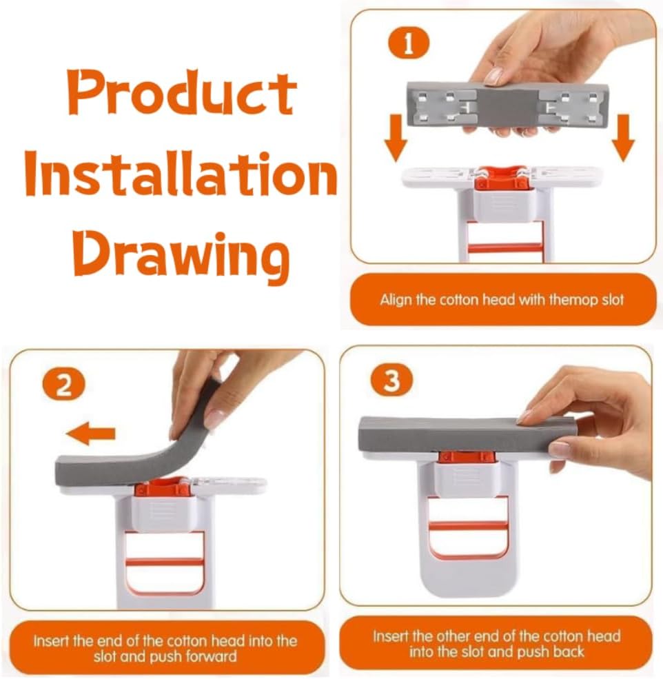 Self-Squeezing Mini Mop | 2 Replaceable Heads，Foldable, Sponge, For Mirror, Tile, Car，Narrow Gap
