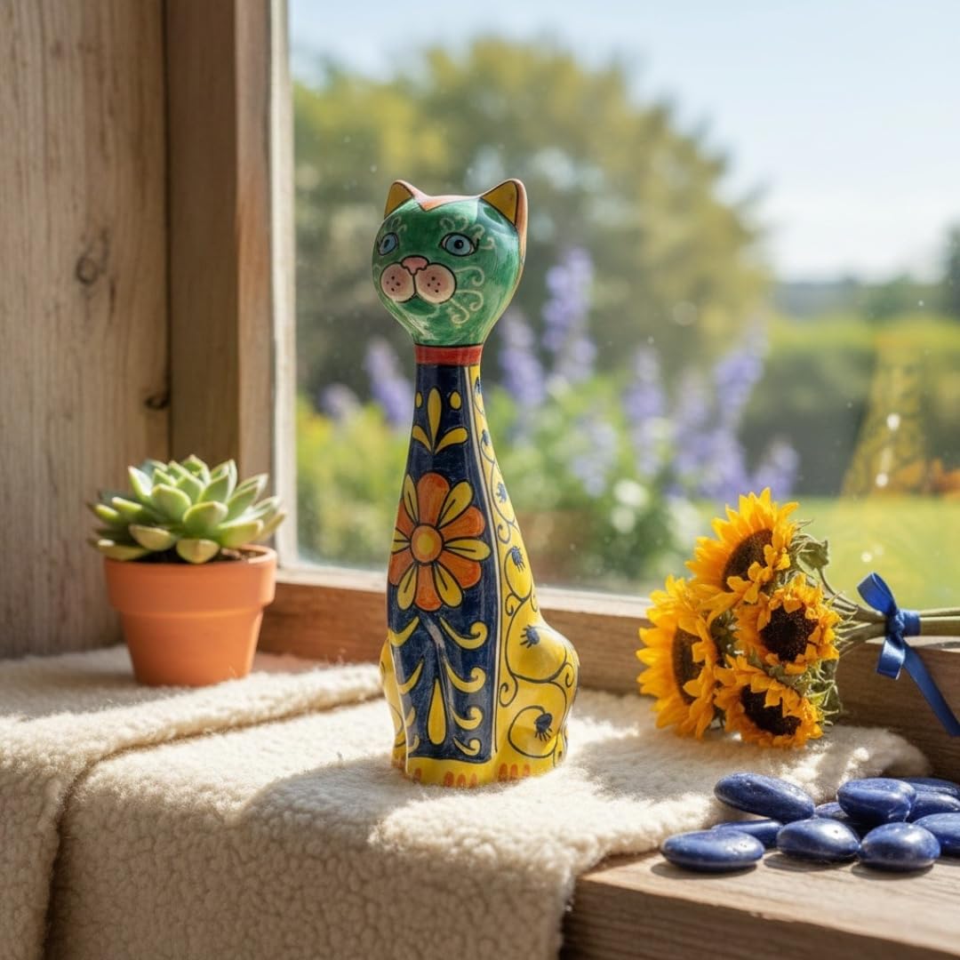 CERAMICHE D'ARTE PARRINI - Ceramic Cat Figurine Italian Art Pottery Design Deruta Made in ITALY Tuscan
