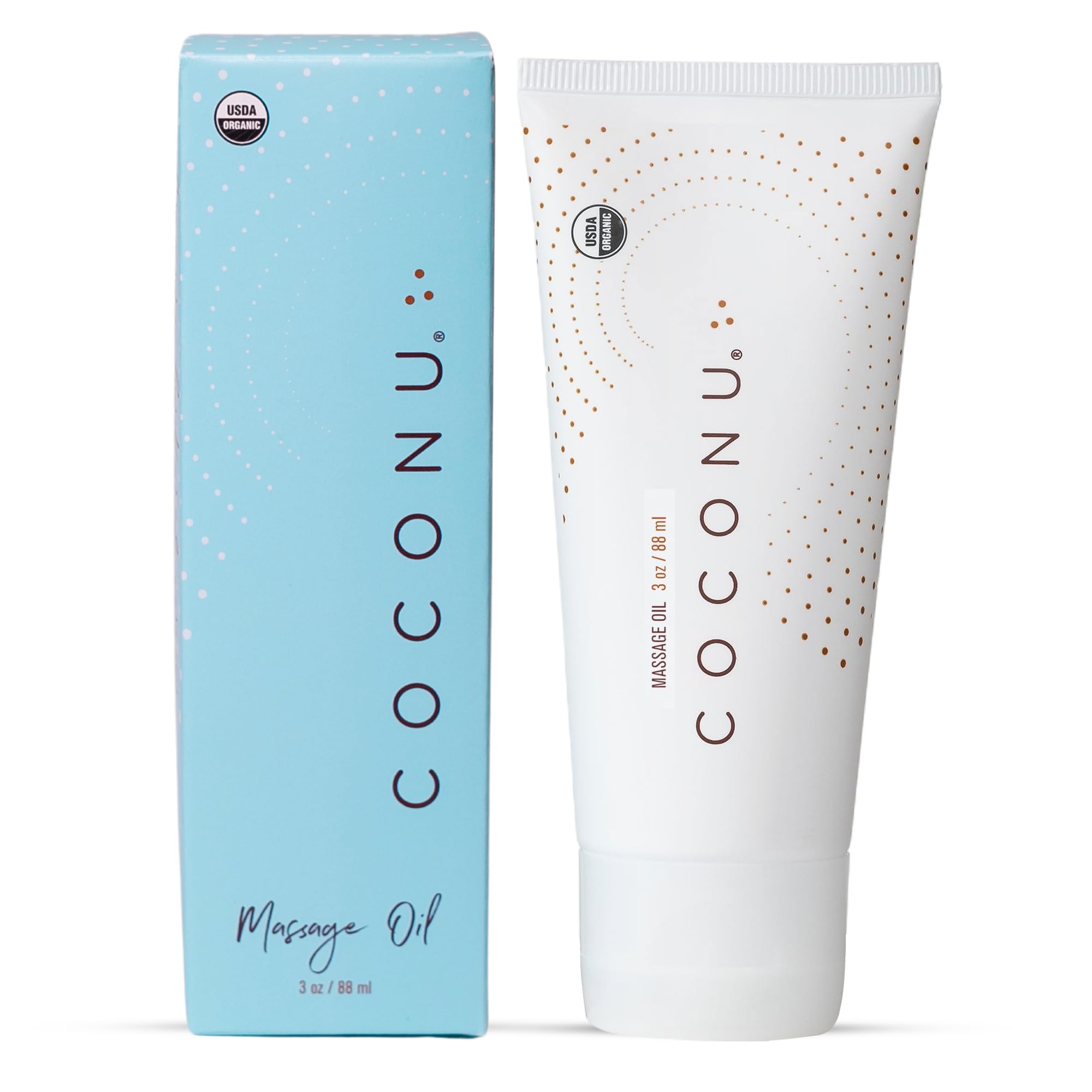 Coconu Organic Coconut Massage Oil for Couples, Edible, Unscented, 3 oz