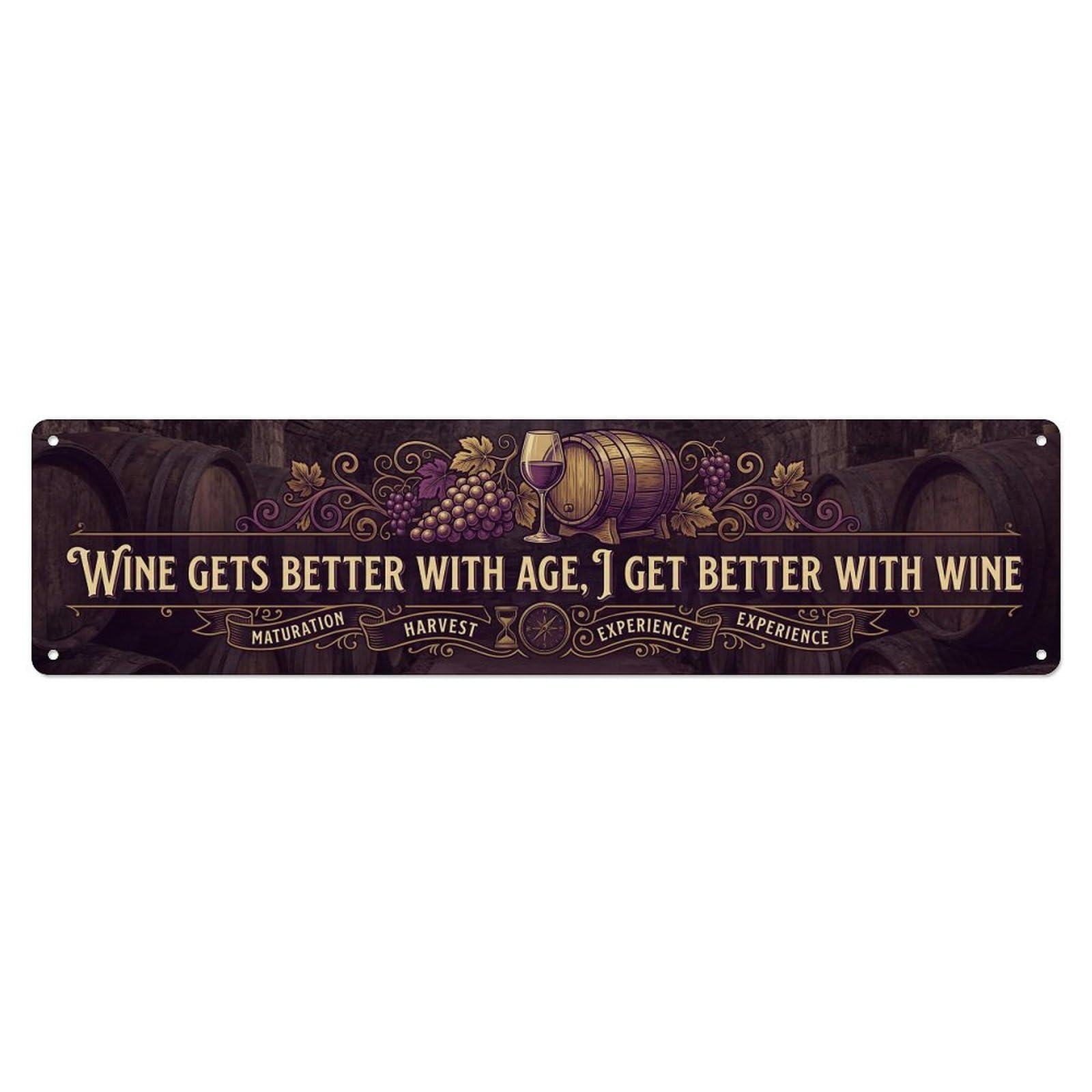 Wine Aging Cellar Beverage Metal Tin Sign Plaque Wall Decor for Cafe, Club Bar, Office, Home Garden Metal Poster 4x16Inch