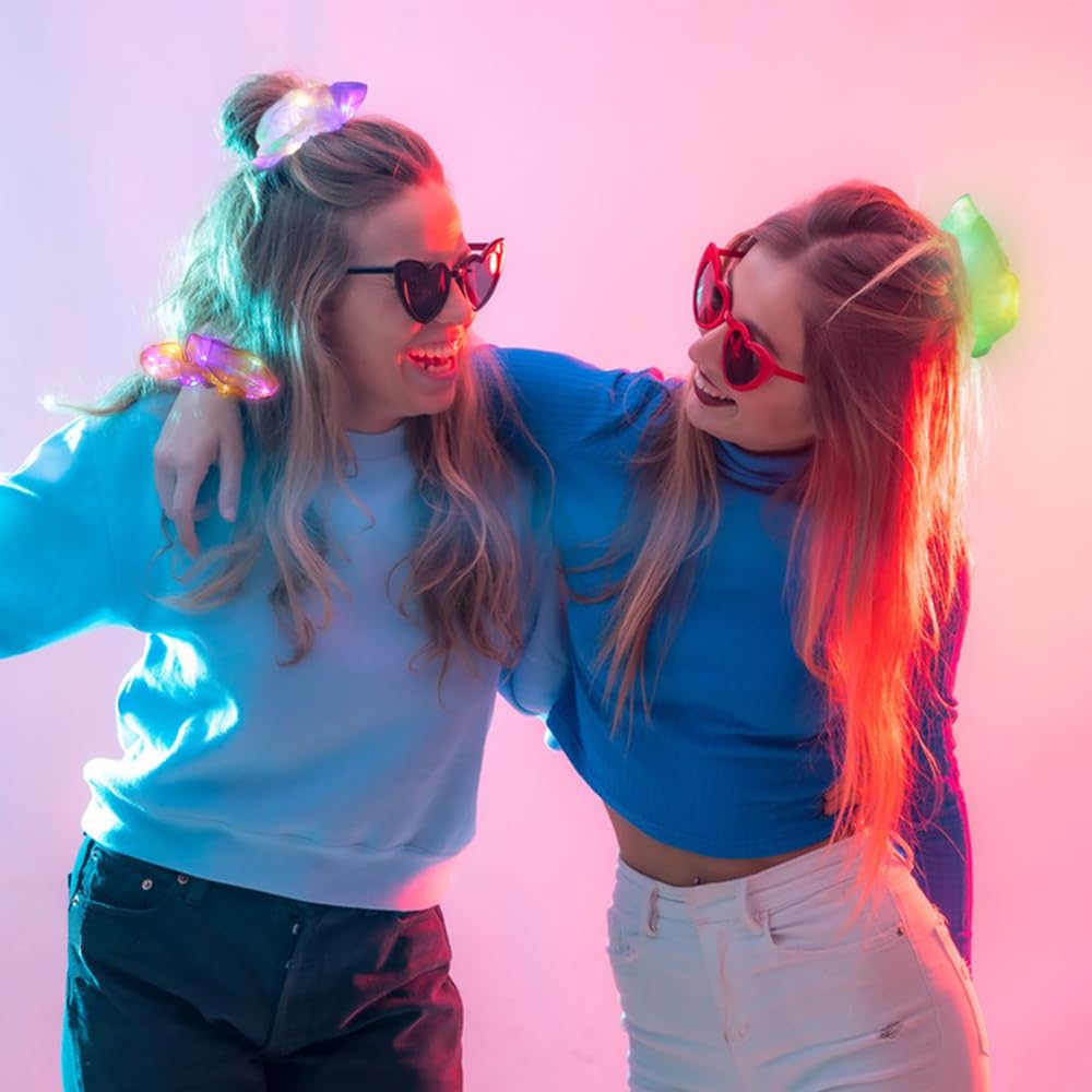 40 coleteros LED, coleteros iluminados para el cabello, lazos para el cabello que brillan en la oscuridad con 3 modos de luz, accesorios para el cabello de neón para mujeres y niñas, bandas de pelo