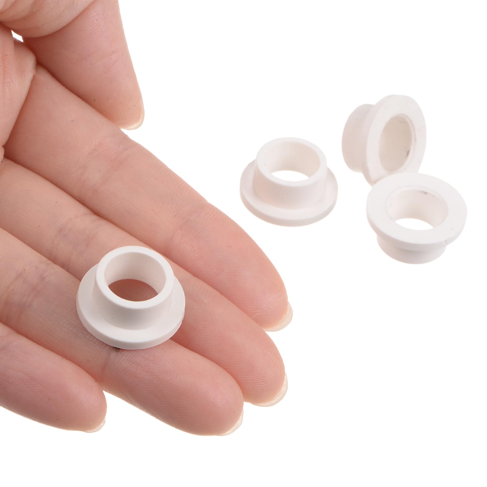 QUARKZMAN 12pz Cuscinetti Manicotto Flangiati Boccole in Plastica 4mm Foro x 7,2mm OD x 13mm Lunghezza Boccole Nylon, Bianco