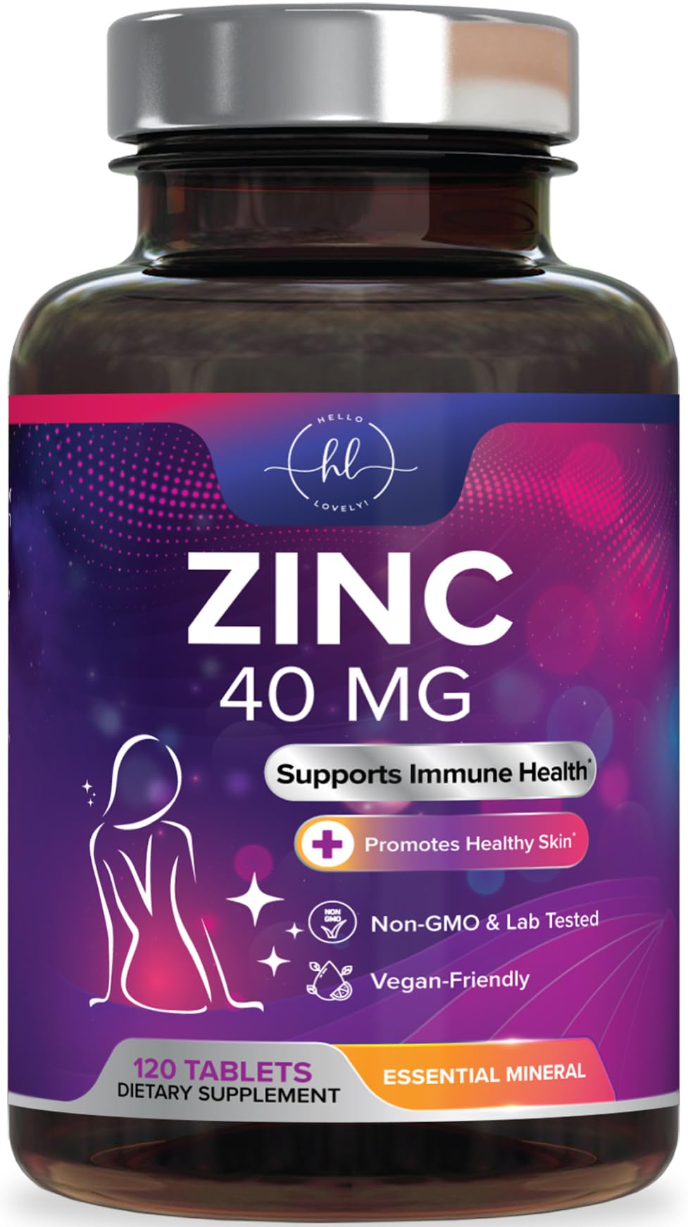 Zinc Supplements 40mg - High Potency Immune Support & Antioxidant Supplement - Best Zinc Supplement for Skin Health & Immune System Support, for Women & Men, Gluten Free, Bottled in USA - 120 Tablets 120 Count (Pack of 1)
