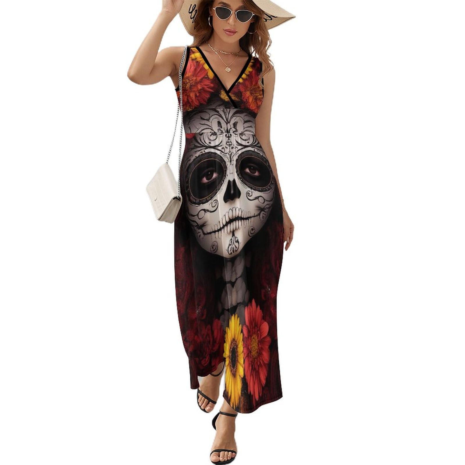 Women Ladies Sleeveless Midi Tank Dress for Vacation Party Wedding