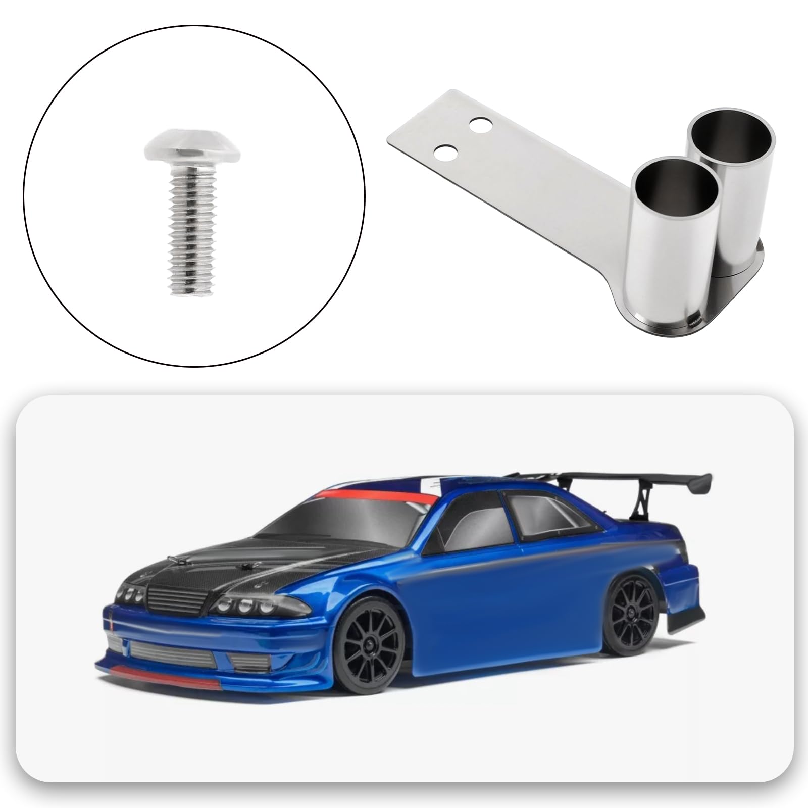 ECSiNG 2PCS 1/10 RC Car Simulation Exhaust Pipe for 1/10 Scale Drift Car 49.9x22.1x18.4mm RC Simulation Tail Pipe With LED Light Wire Bolts Screws Double Hole - Image 2