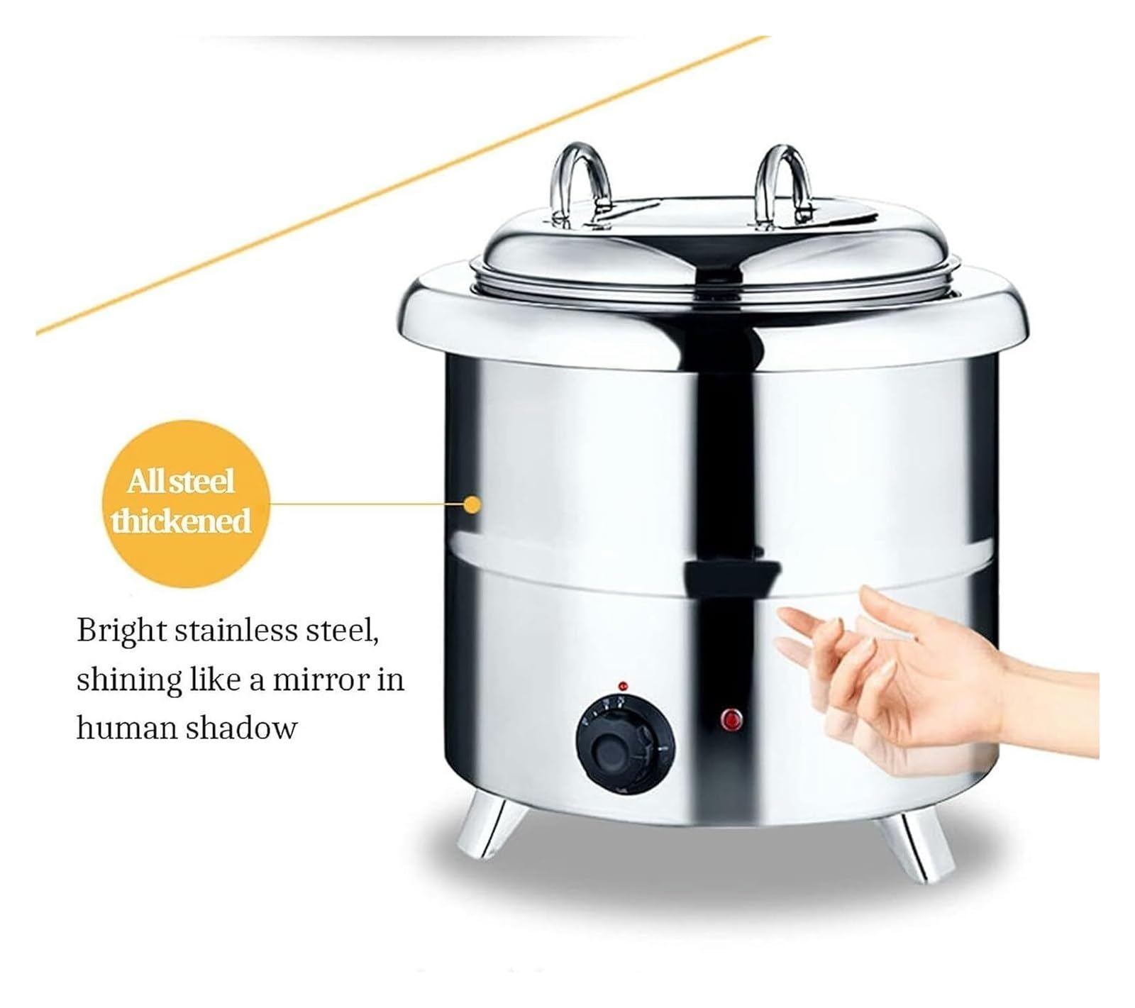 Zuppiera Elettrica, Bollitore per Zuppe, Scaldavivande da 10 litri in acciaio inox, for scaldavivande a buffet(Black)