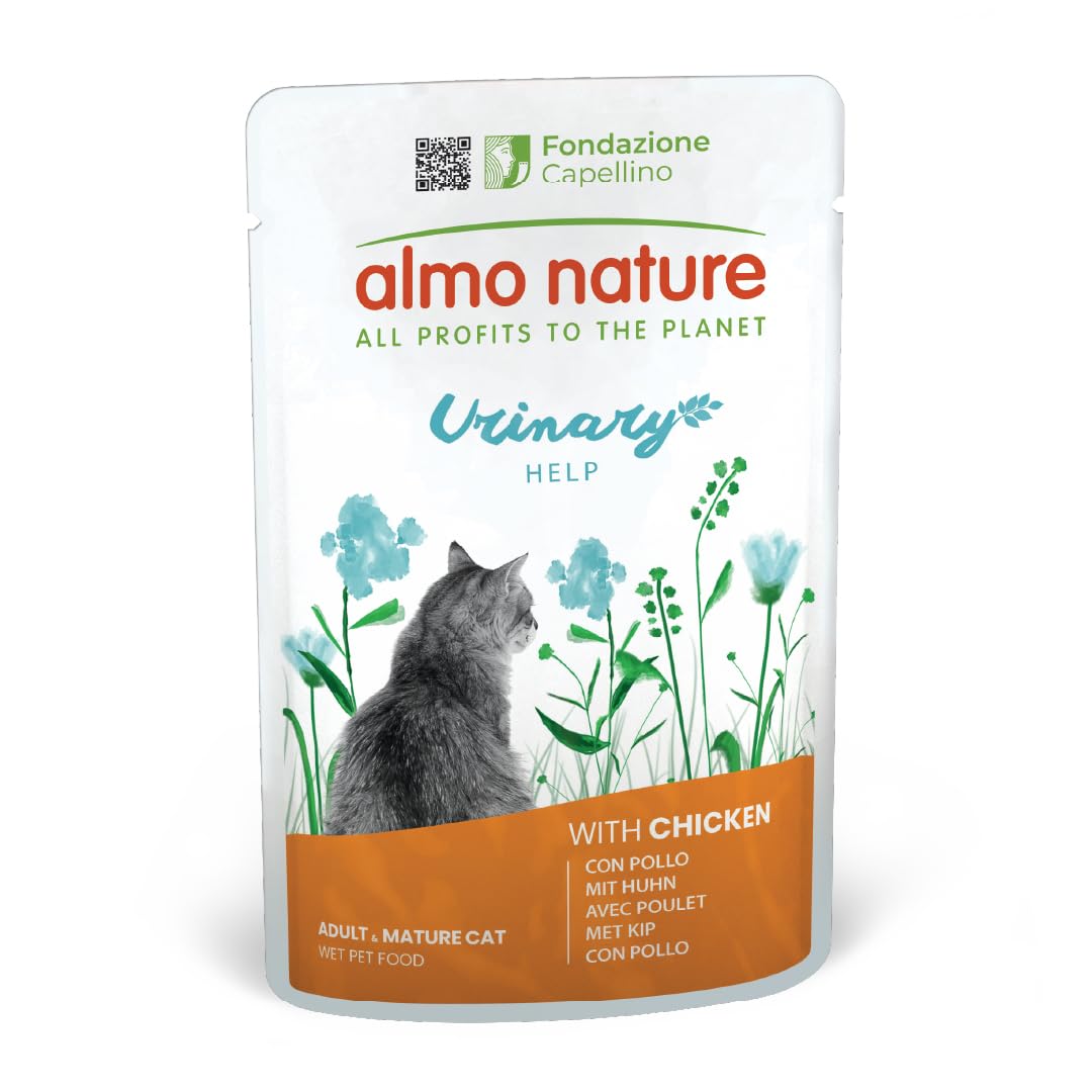 Almo Nature Functional Urinary Help - Cibo Umido per Gatti Adulti Gusto Pesce e Pollo - Supporto per il Benessere delle Vie Urinarie - 6 Buste da 70g