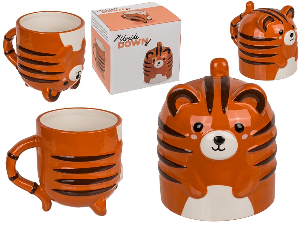 Puckator Adoramals Tiger-Kopf Tasse | Aus Dolomit-Keramik | Lustige Design-Tasse