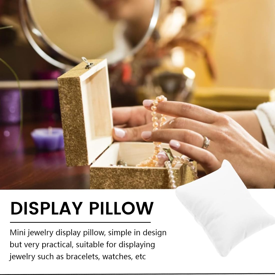 5 pièce ouate de Coton de Montre en ouate de Coton Oreiller de Montre Blanc et Blanc Présentoir de Bijoux Coussins de Bracelet pour Boîte Cadeau