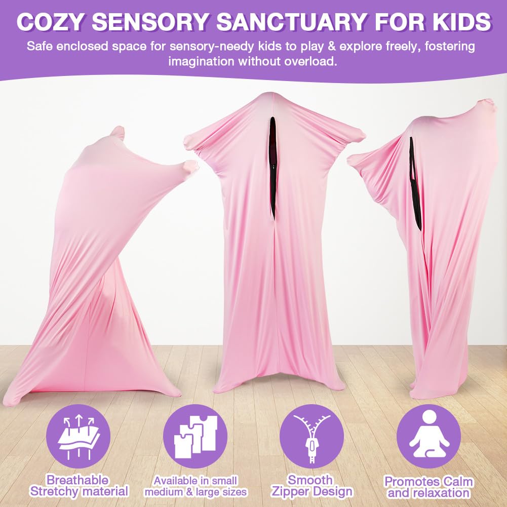 Calzino per Tutto Il Corpo, 116x69cm Full-Body Wrap Elastic Body Sox, Calze Elastiche Sensoriali per Alleviare Lo Stress per I Bambini con Autismo e Ansia, Rosa, M