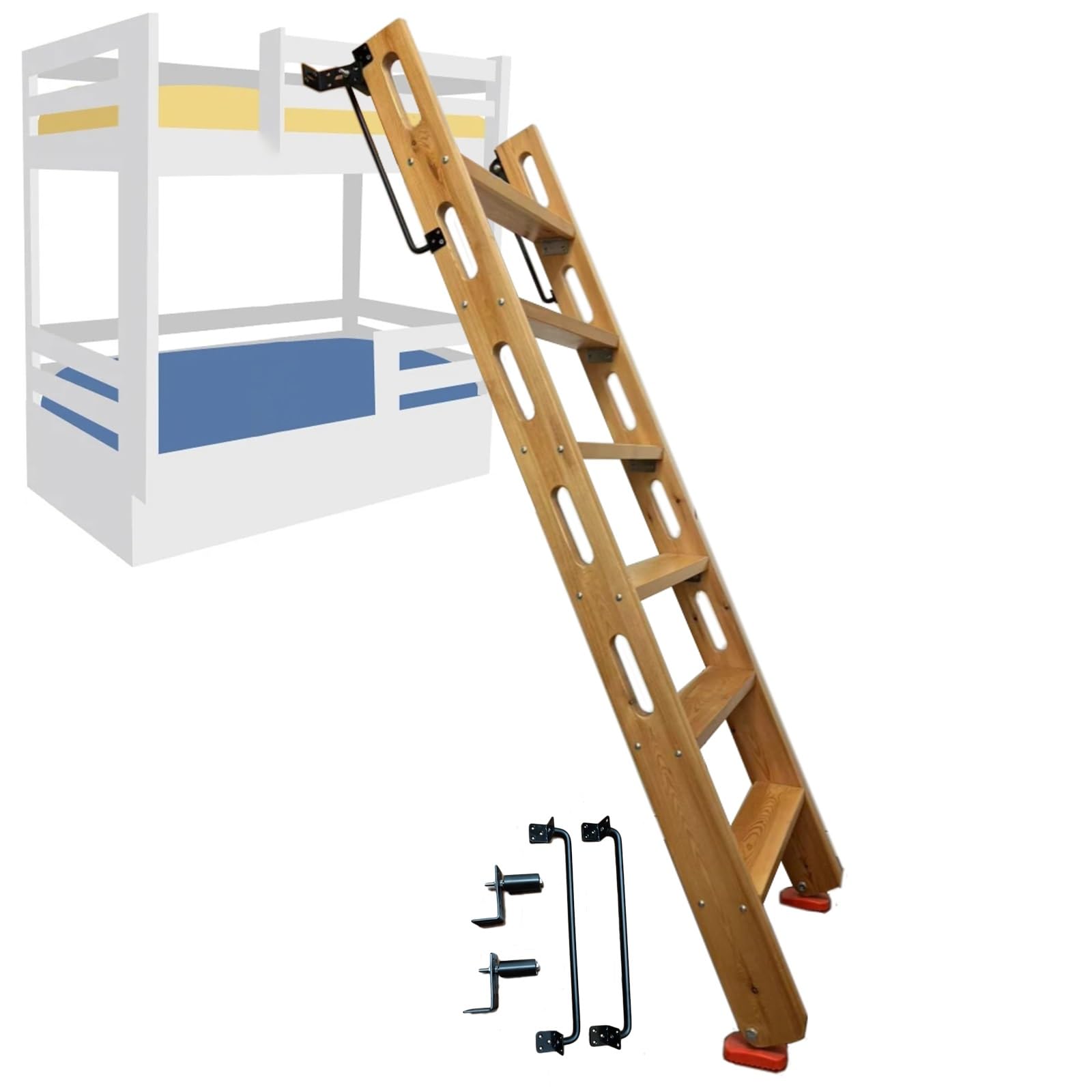 Échelle de lit superposé antidérapante en bois à rangement vertical intégré