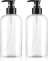 Boenoea Leak-Proof BPA-Free Clear Pump Bottles 380ml (12.85oz) Refillable Dispensers for Shampoo, Lotion, Soap - 2 Pack