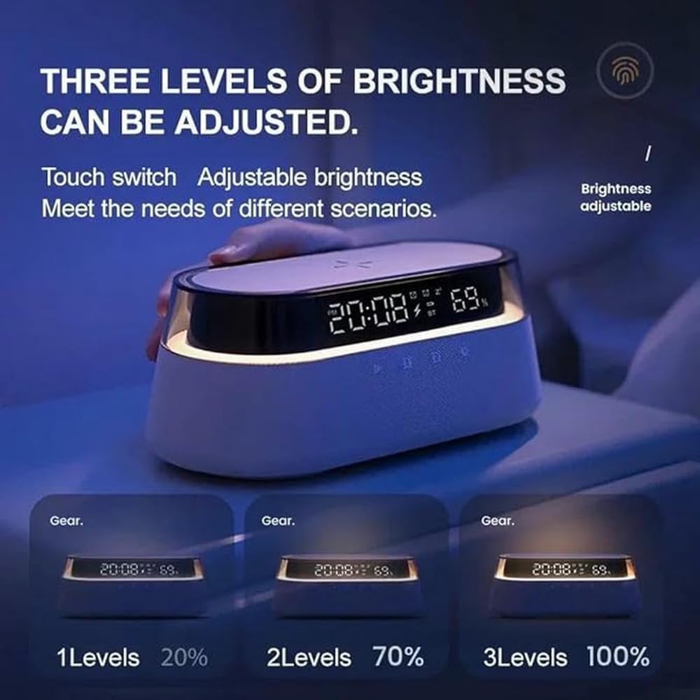 Radiosveglia con Wi-Fi, caricabatterie wireless, luce sveglia e