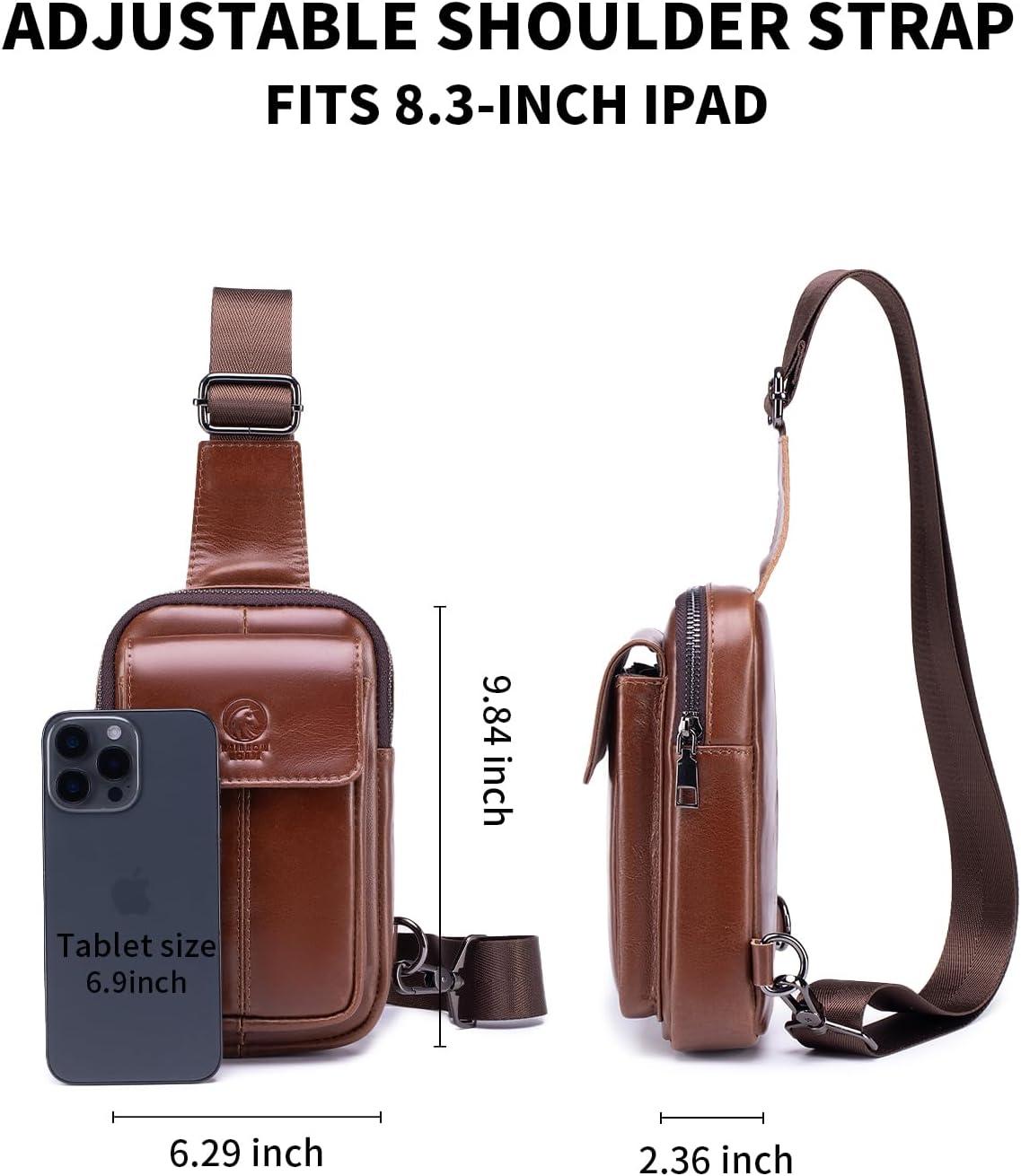 Rainbow Horse - Genuine Leather Mini Sling Bag, Small Chest Bag for Men, Suitable for Outdoor Travel and Daily Commuting