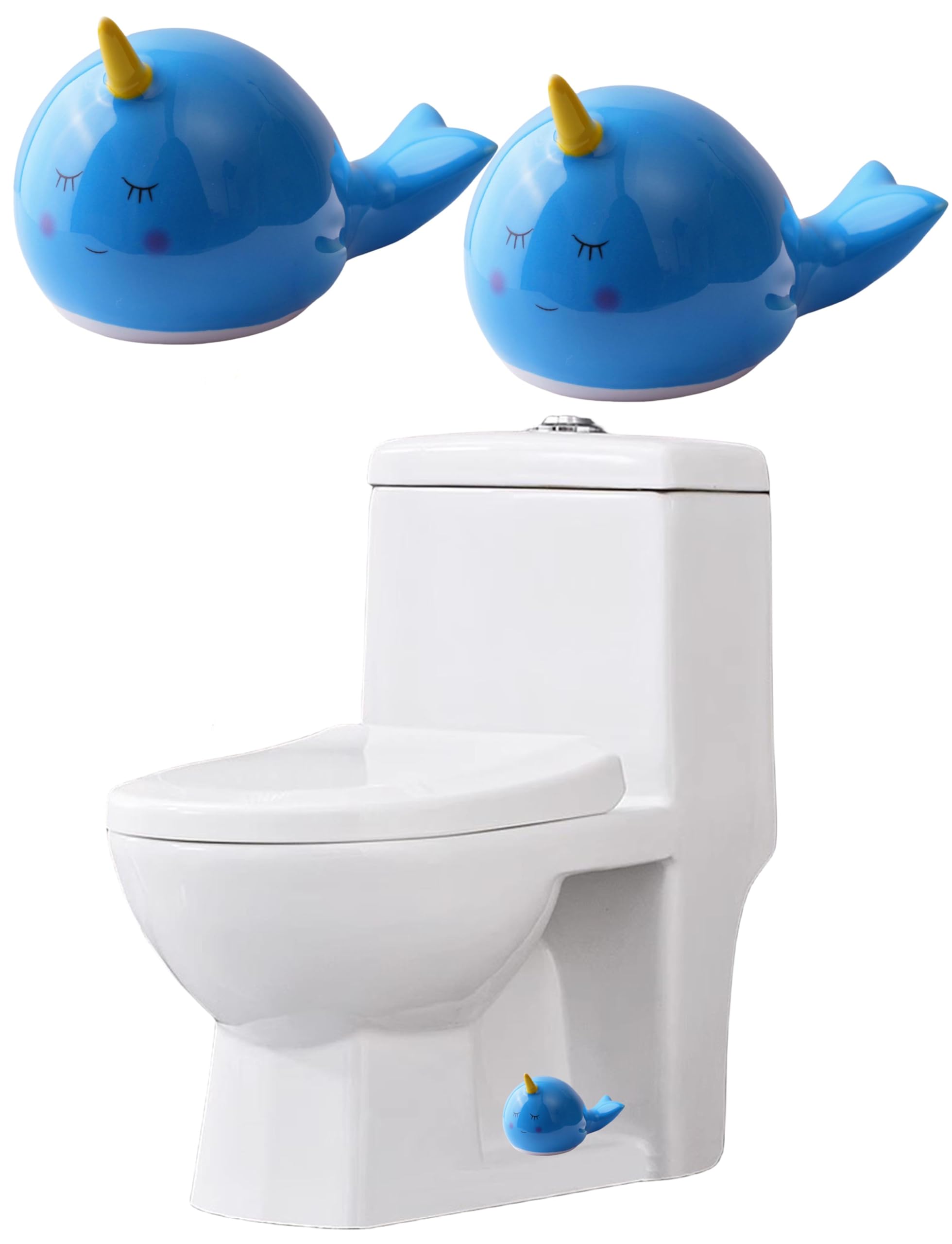 WANSHUNLMI Toilet Floor Bolt Caps, Ceramic Toilet Bolt Covers, Cute Bathroom Decor, Fun Animals Themed Gadgets for The Toilet Easy installation (Blue